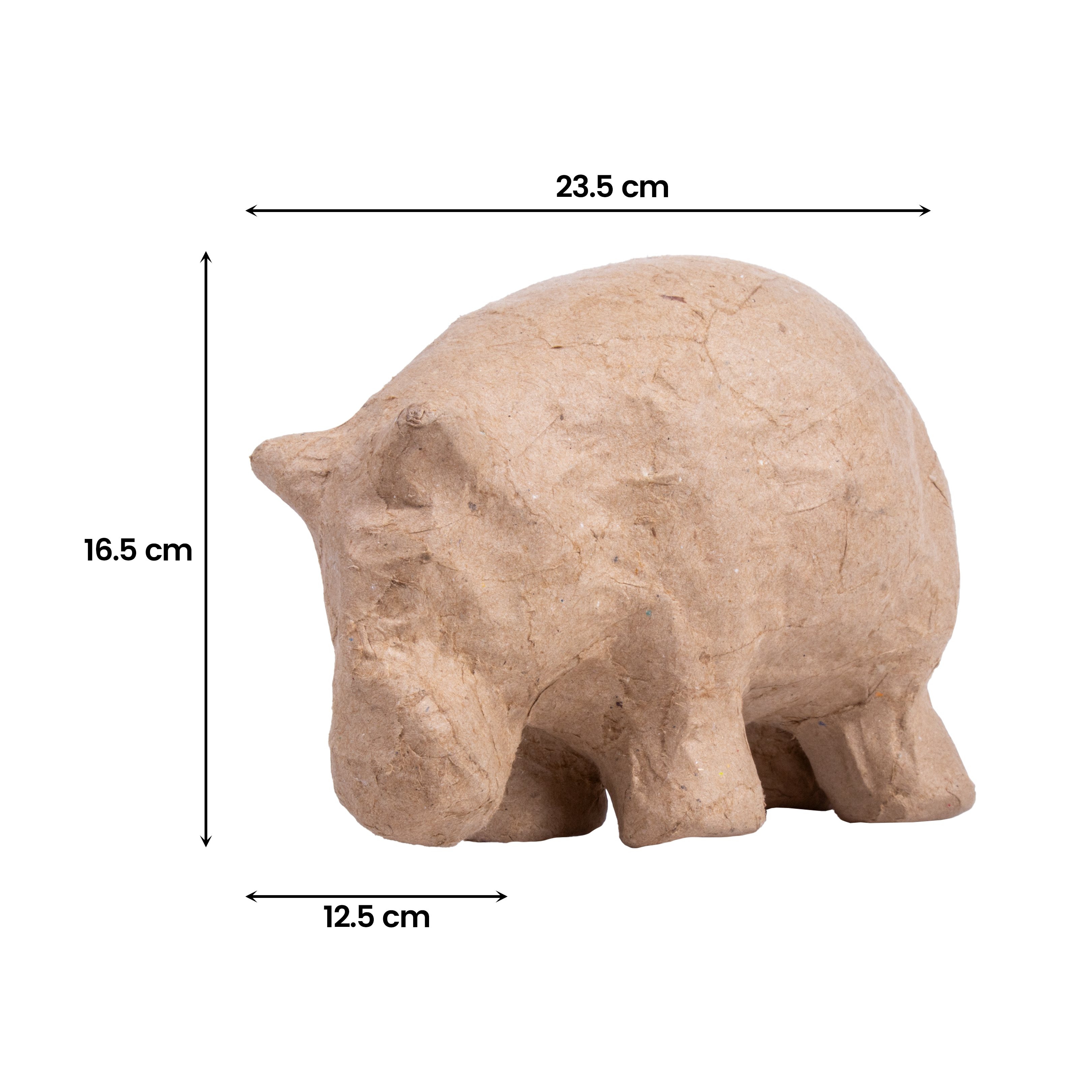 Paper Mache Hippopotamus Approx L23.5 X W12.5 X H16.5Cm 1Pc