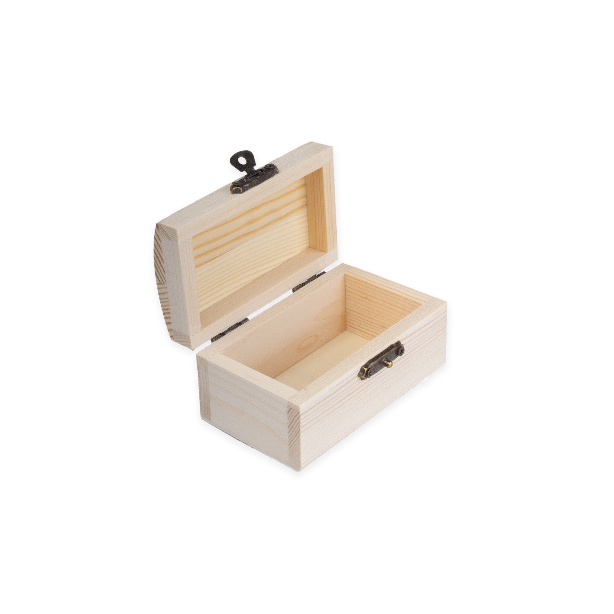 Pinewood Box with Metal Latch Rectangular L3.5 x W2.2 x H1.7 1pc