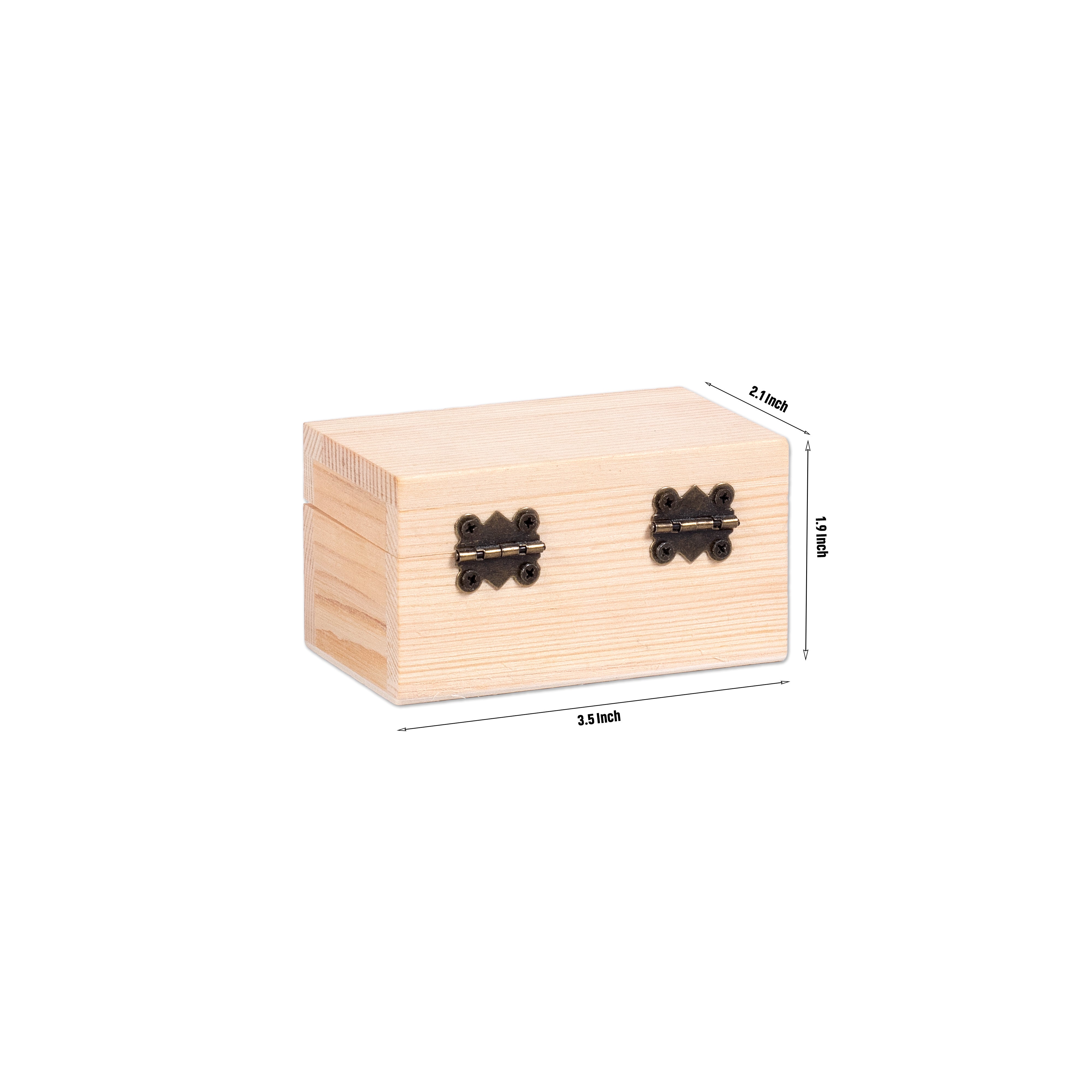Pinewood Box with Metal Latch Rectangular L3.5 x W2.1 x H1.9 1pc