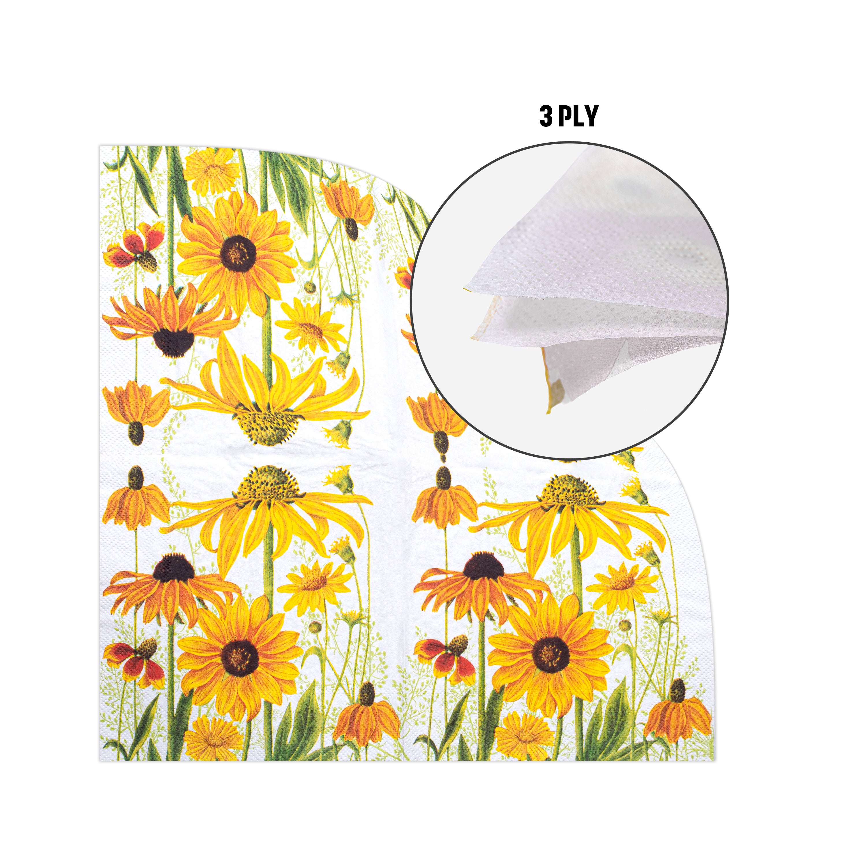Decoupage Napkin Wild Daisies 13 X 13inch 3PLY 1pc