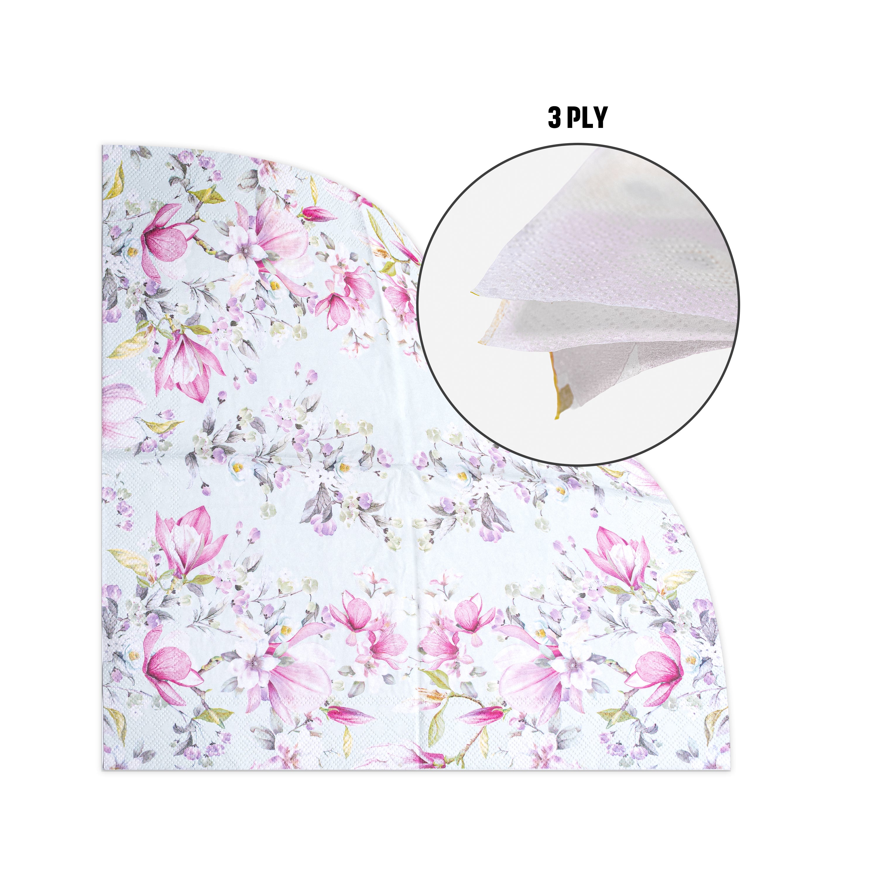 Decoupage Napkin Rosy Magnolia 13 X 13inch 3PLY 1pc