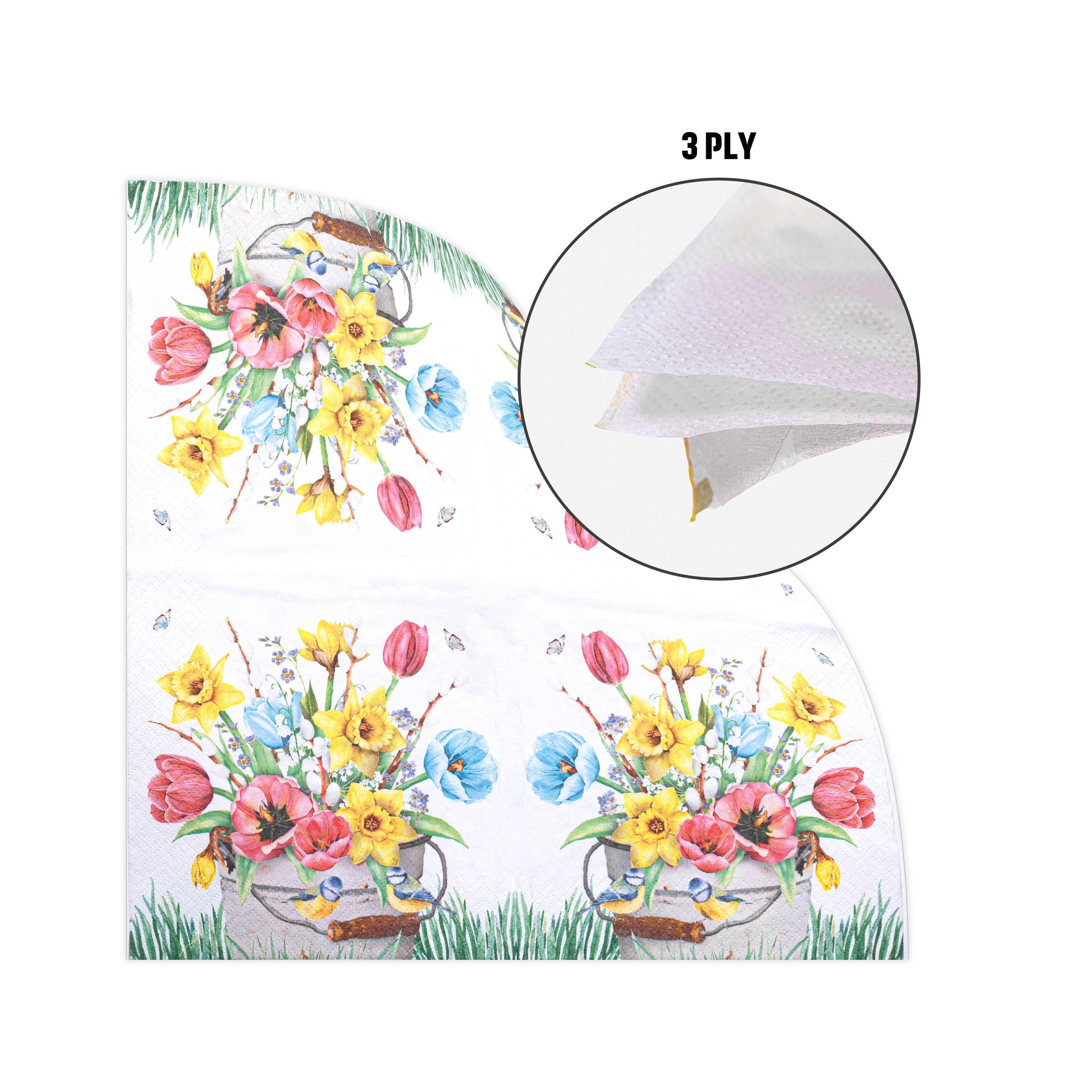 Decoupage Napkin Daffodils and Tulips 13 X 13inch 3PLY 1pc