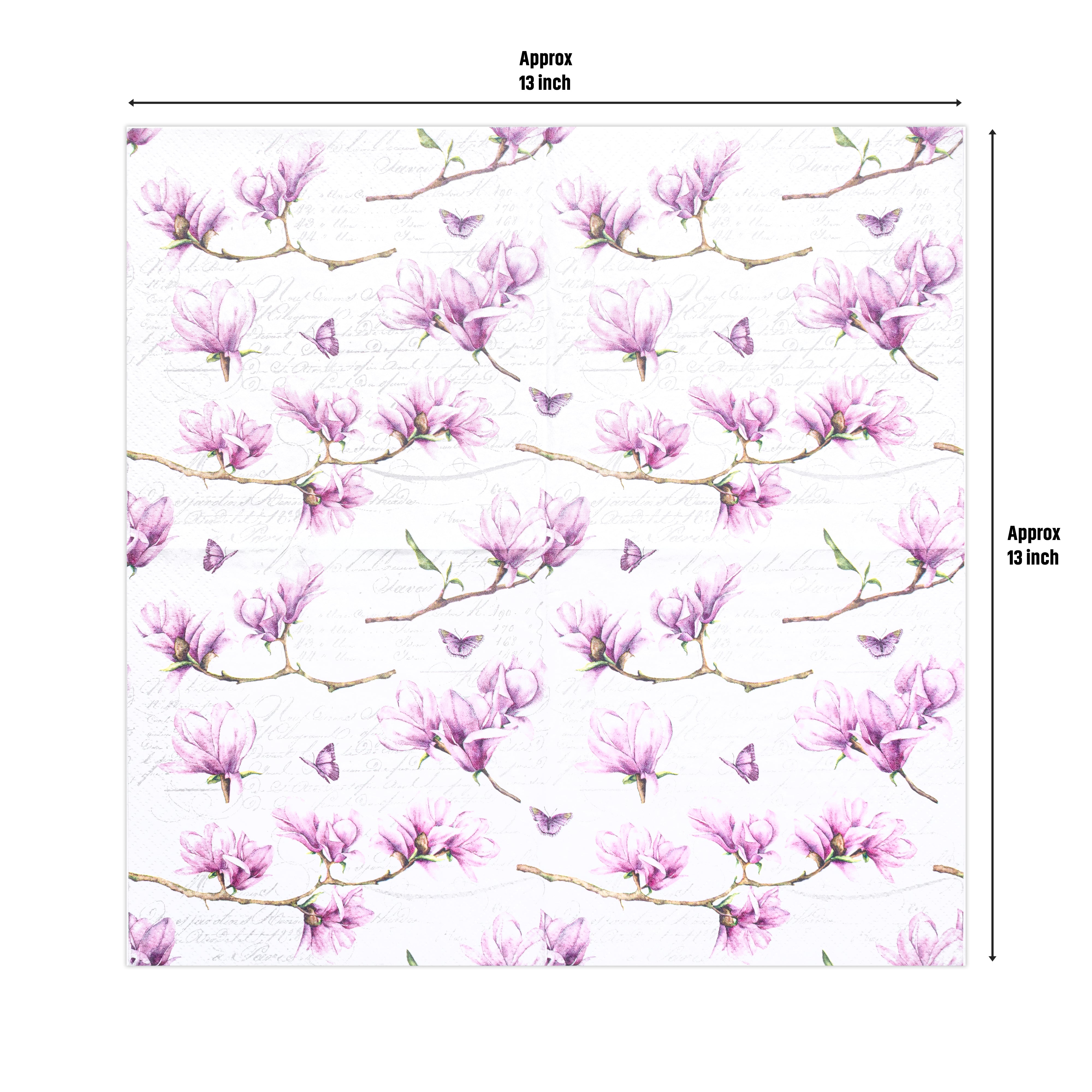 Decoupage Napkin Pink Magnolia 13 X 13inch 3PLY 1pc