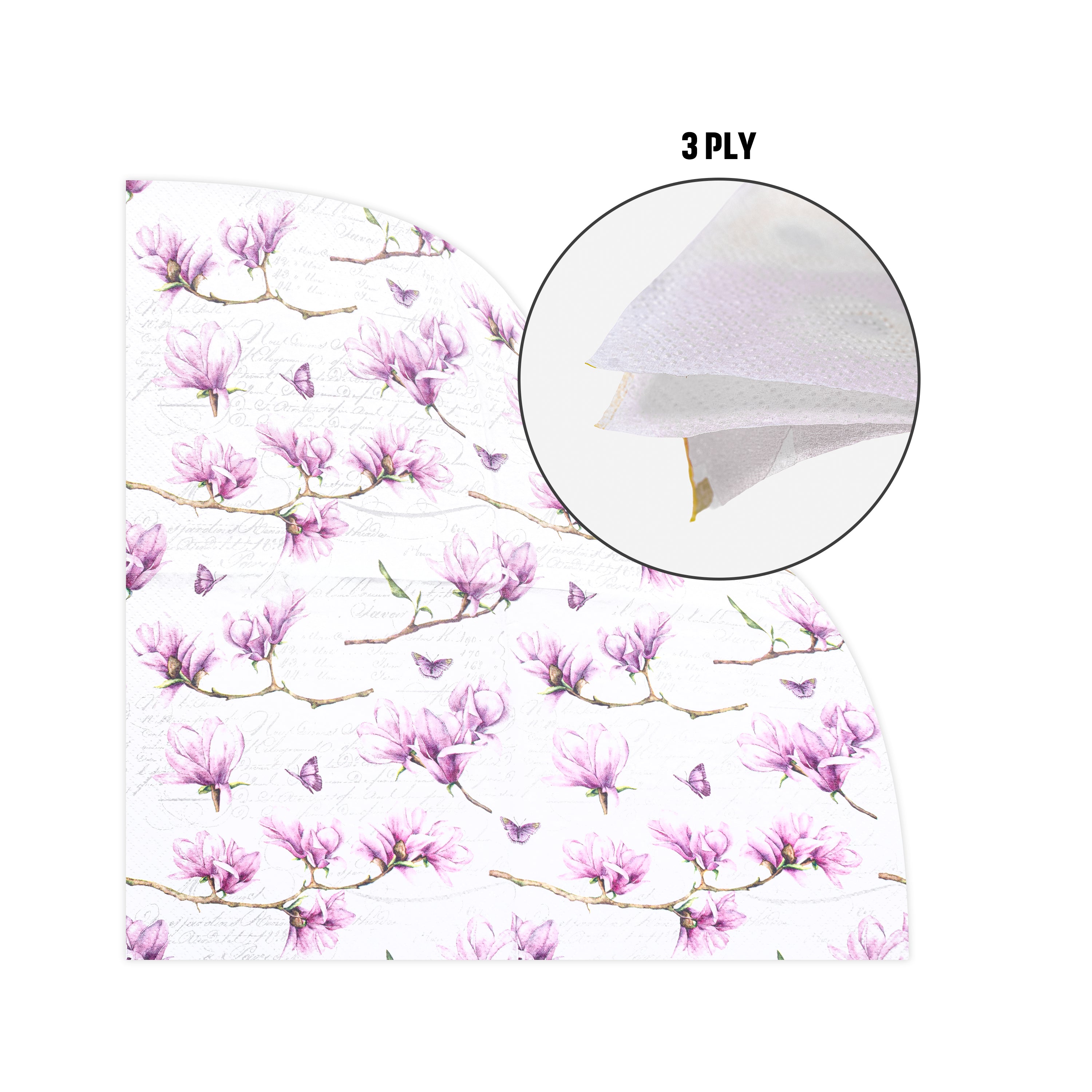 Decoupage Napkin Pink Magnolia 13 X 13inch 3PLY 1pc