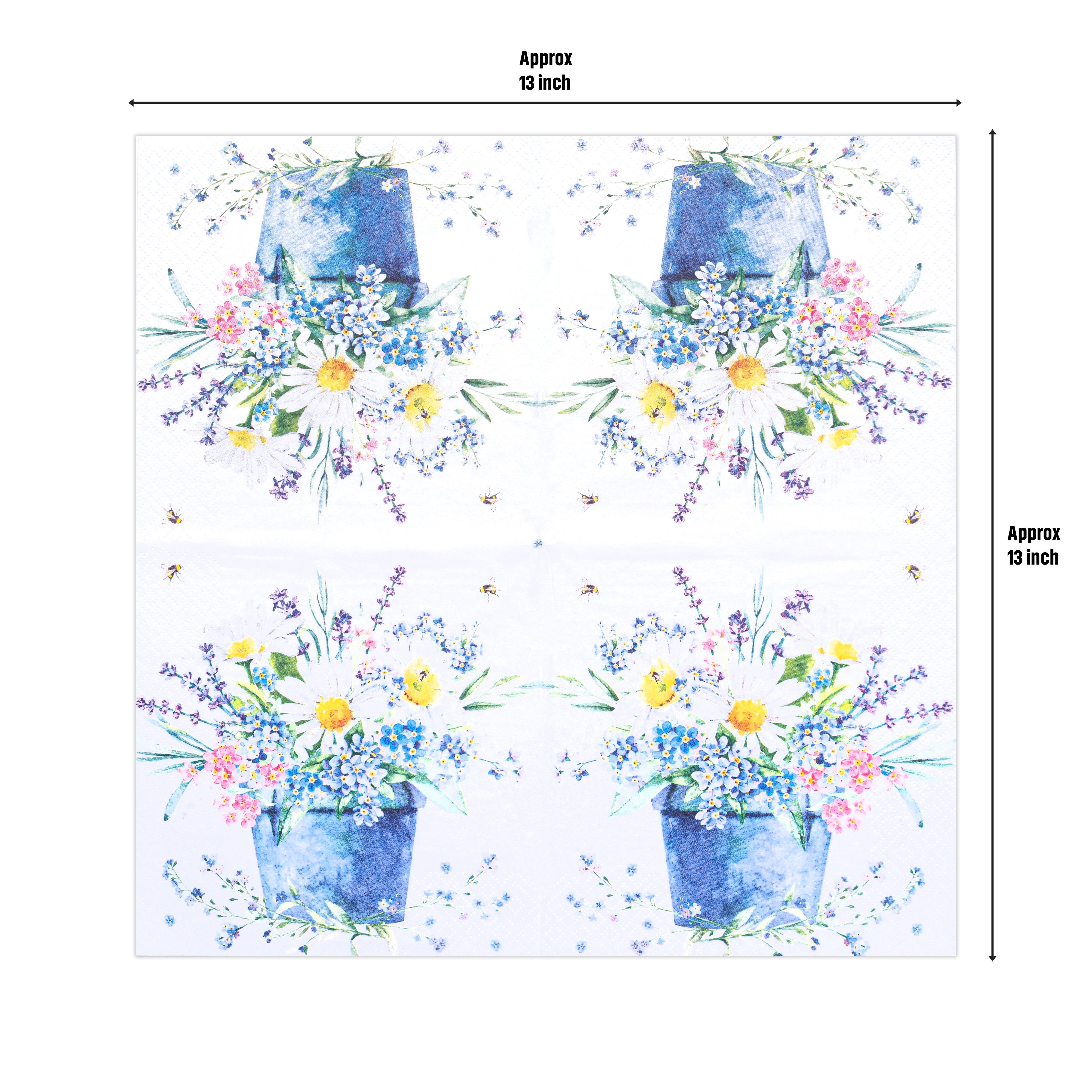 Decoupage Napkin Daisy Basket 13 X 13inch 3PLY 1pc