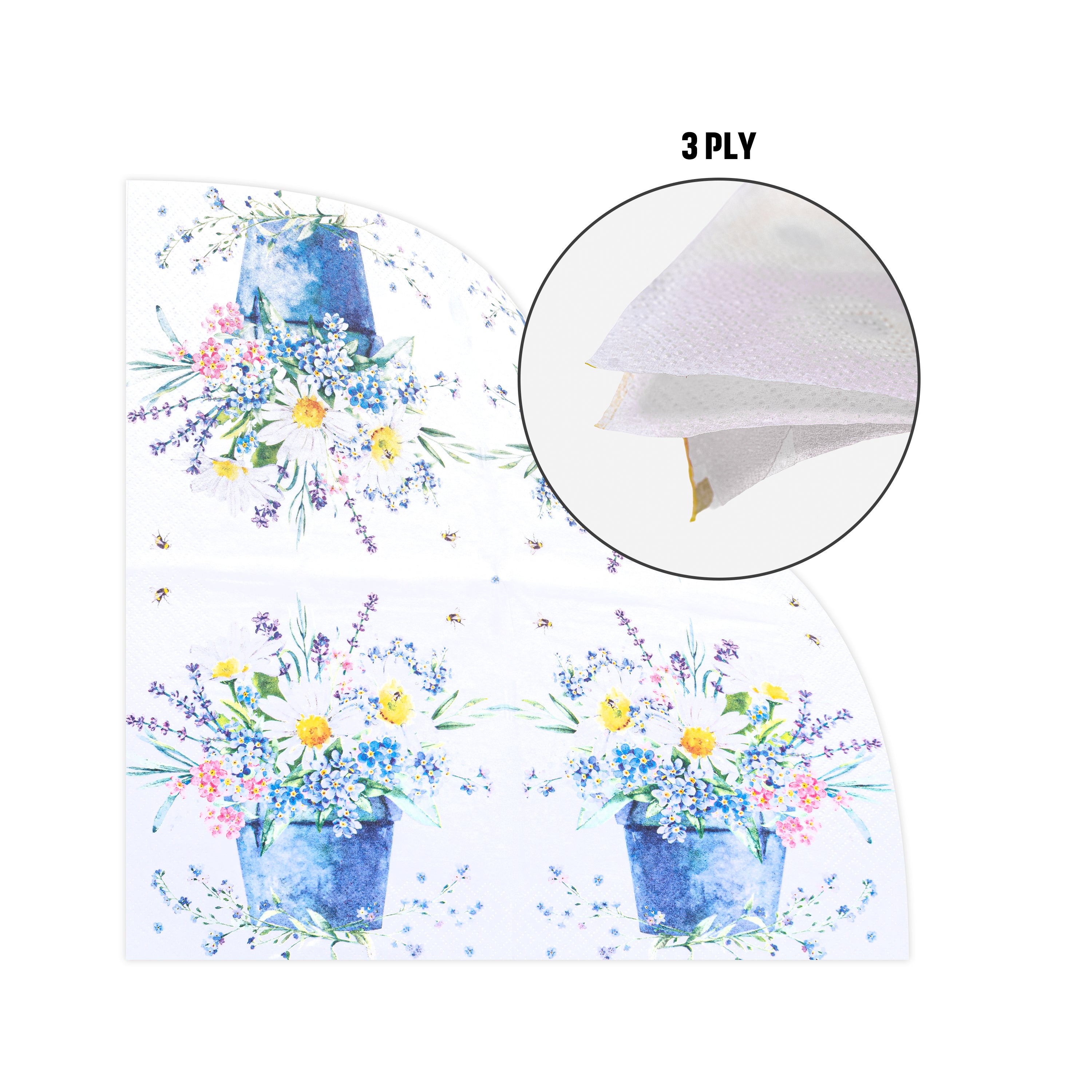 Decoupage Napkin Daisy Basket 13 X 13inch 3PLY 1pc