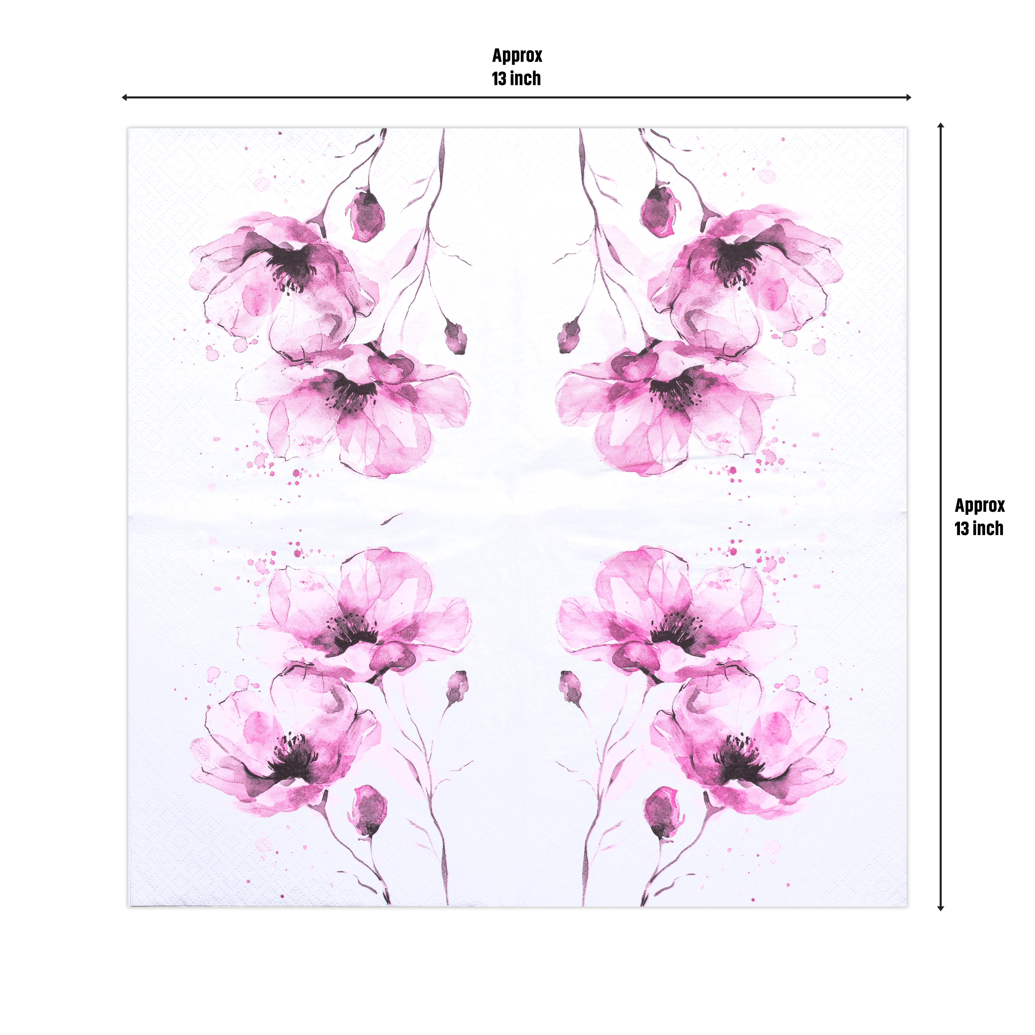 Decoupage Napkin Ruby Blossom 13 X 13inch 3PLY 1pc