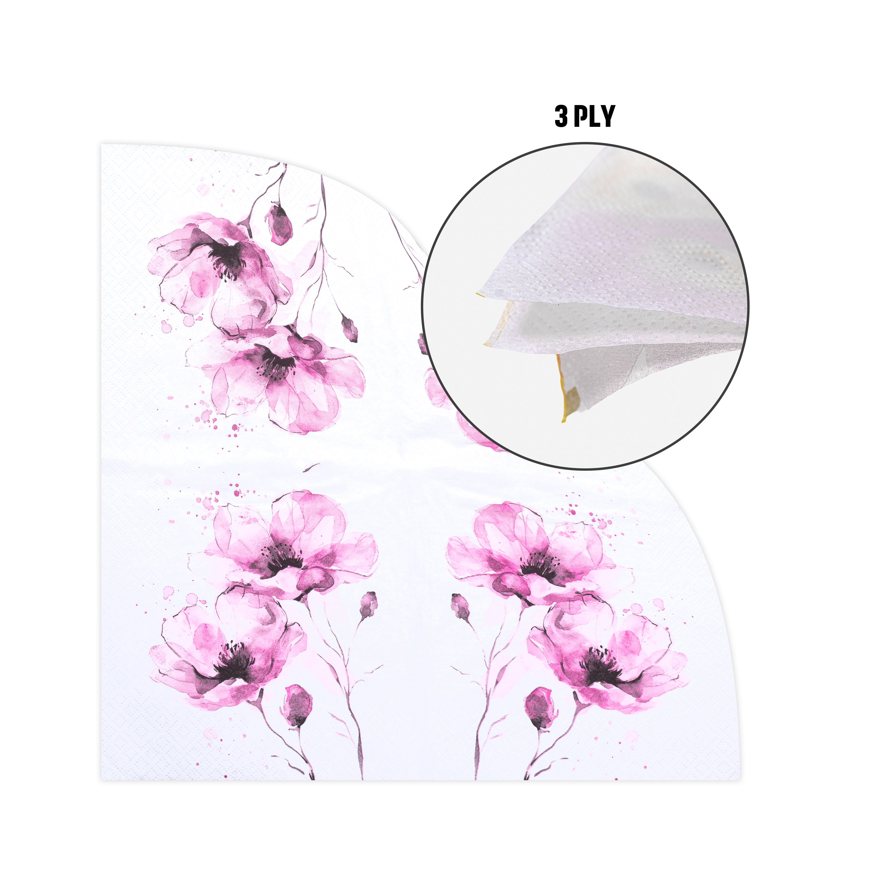 Decoupage Napkin Ruby Blossom 13 X 13inch 3PLY 1pc