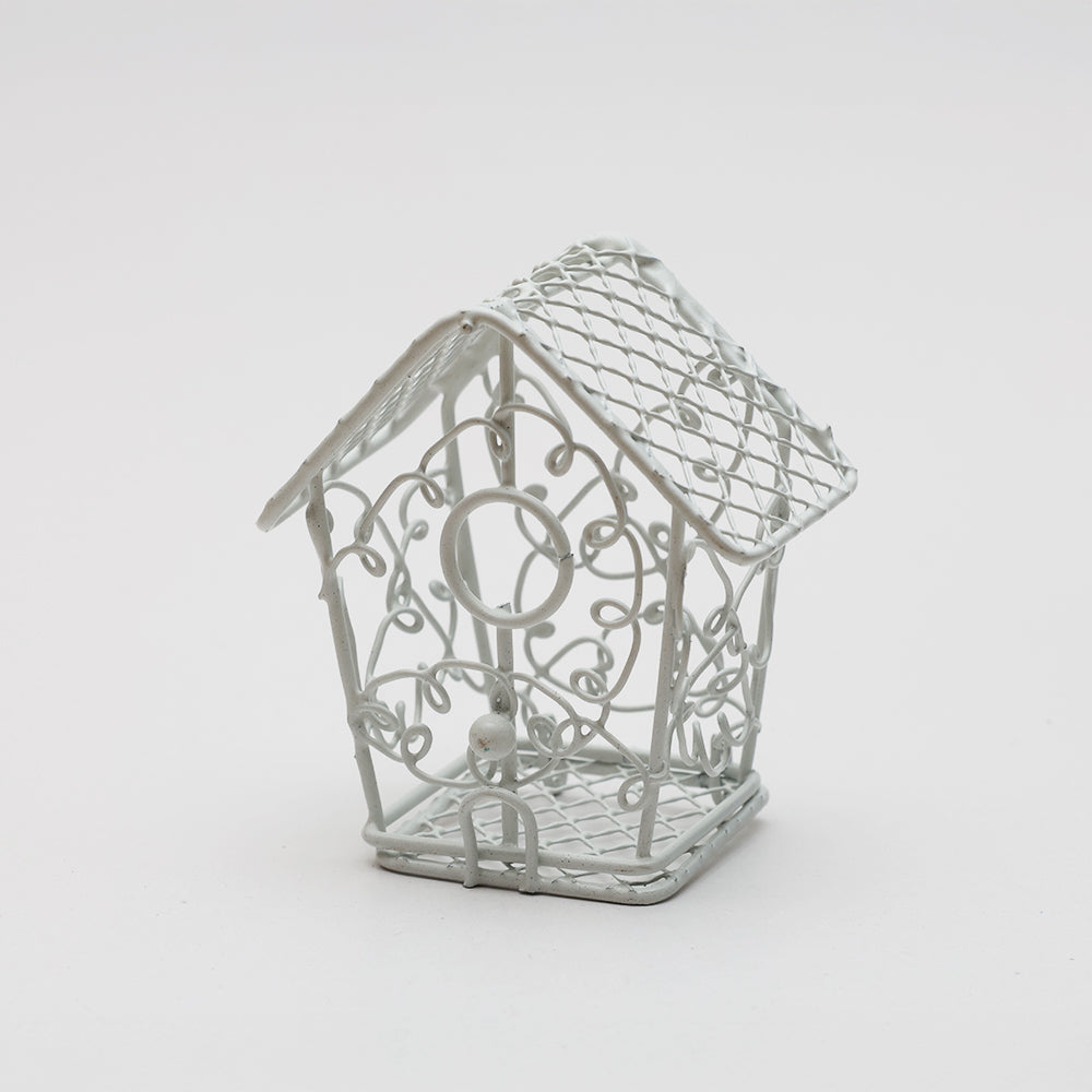 Mini Metal Wire Bird House White L6 X W6.2Cm 1 Pc