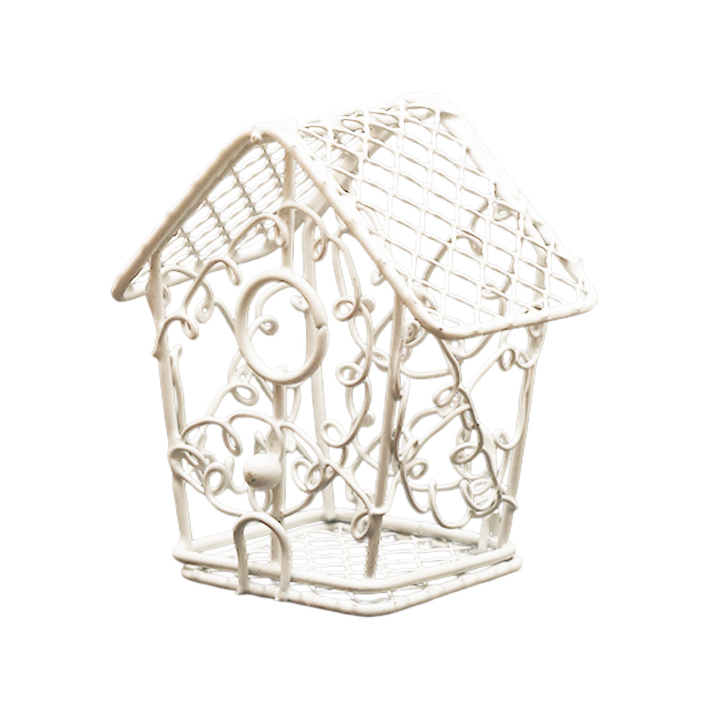 Mini Metal Wire Bird House White L6 X W6.2Cm 1 Pc