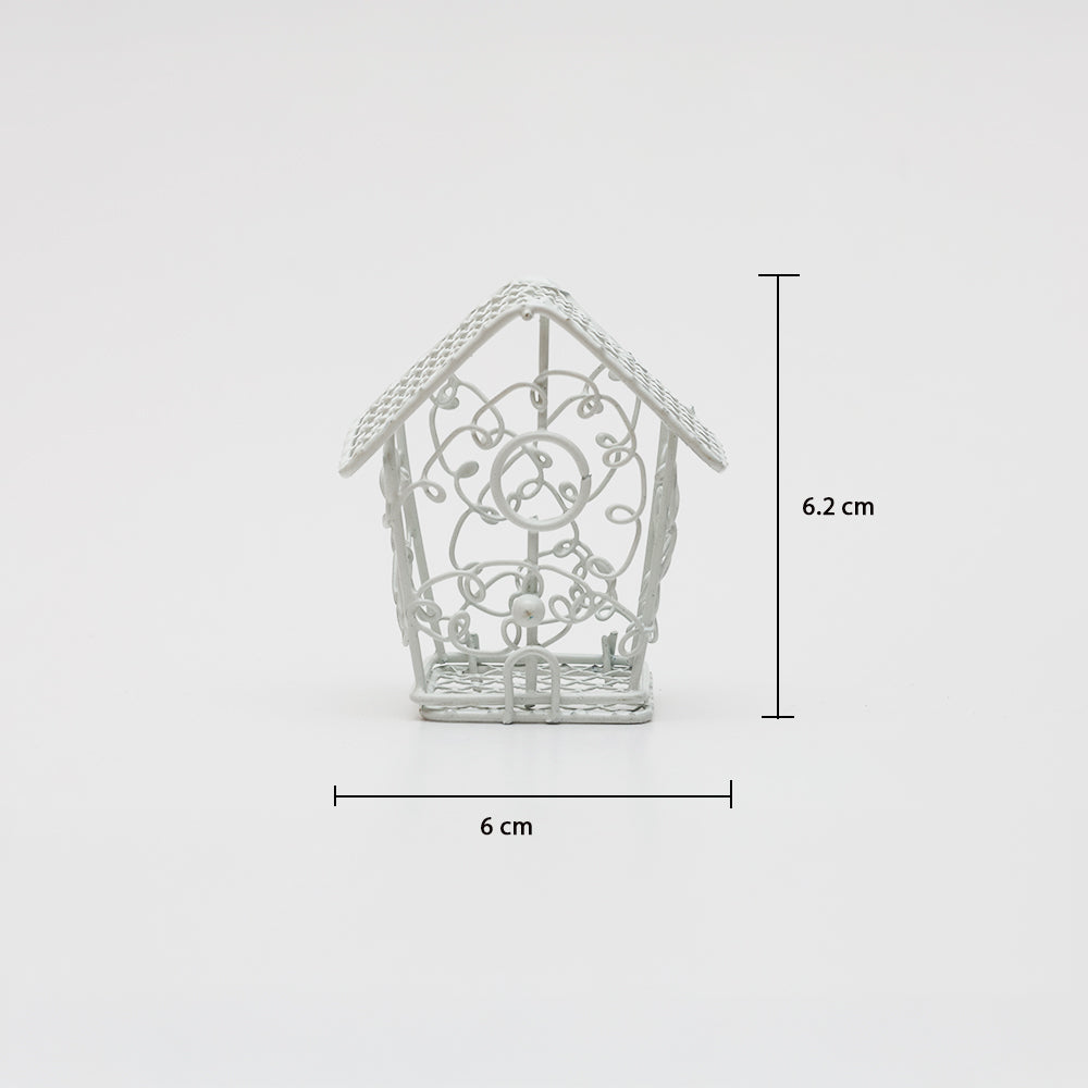 Mini Metal Wire Bird House White L6 X W6.2Cm 1 Pc