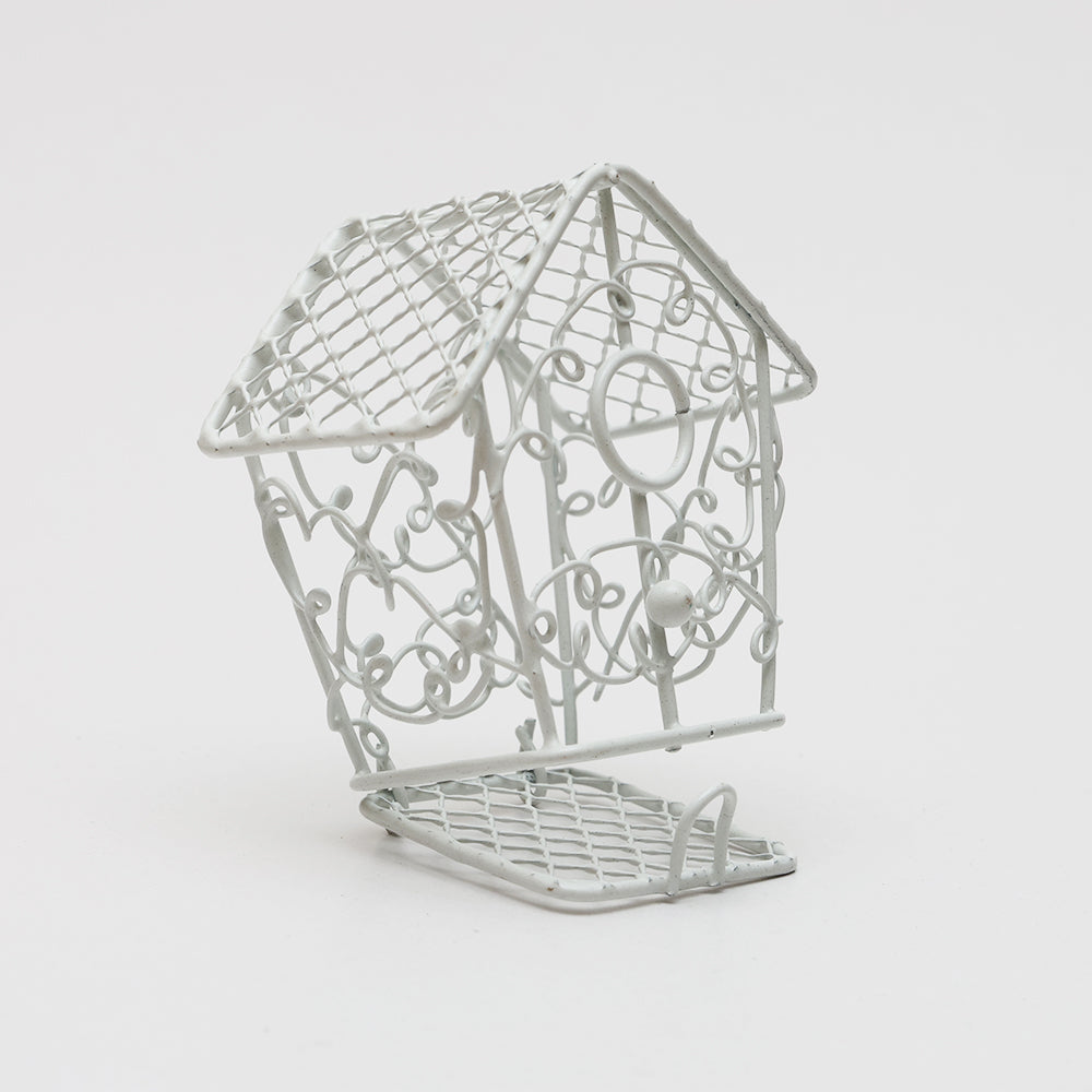 Mini Metal Wire Bird House White L6 X W6.2Cm 1 Pc
