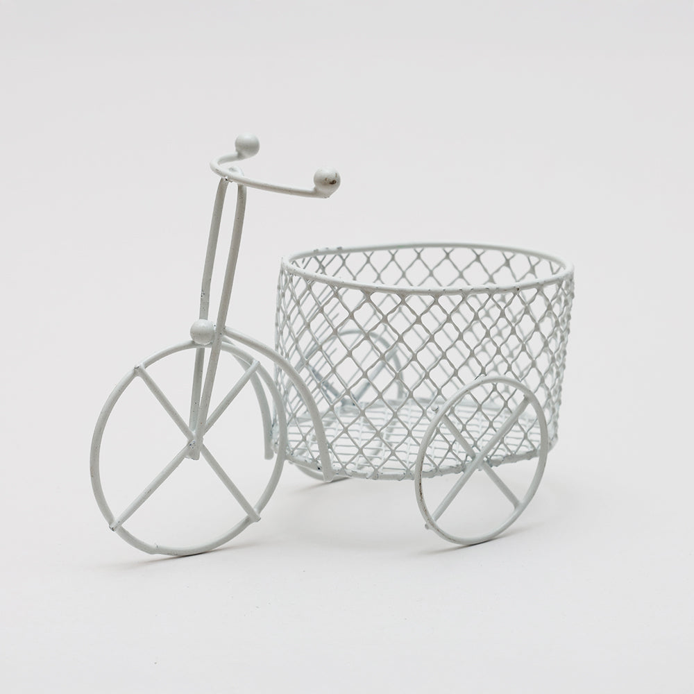 Mini Metal Wire Tricycle Oval White L11 X W8Cm 1 Pc