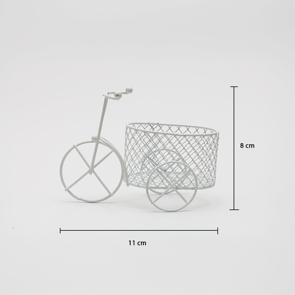 Mini Metal Wire Tricycle Oval White L11 X W8Cm 1 Pc