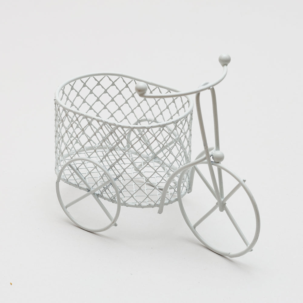 Mini Metal Wire Tricycle Oval White L11 X W8Cm 1 Pc