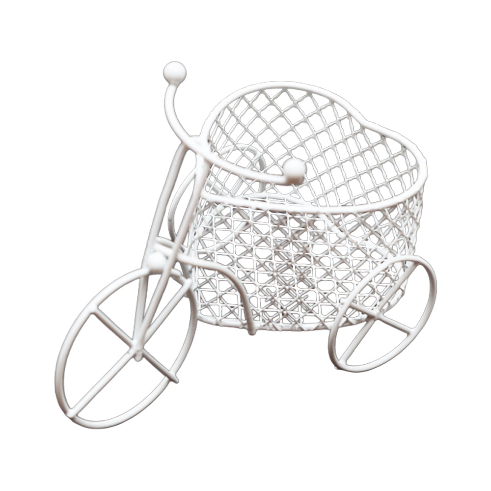 Mini Metal Wire Tricycle Heart White 1 Pc