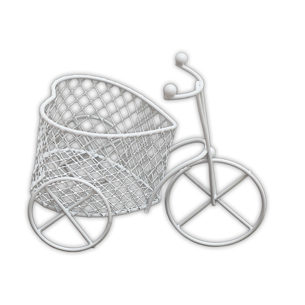 Mini Metal Wire Tricycle Heart White 1 Pc