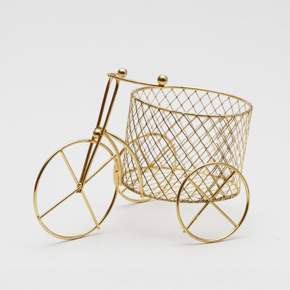 Mini Metal Wire Tricycle Round Gold L11 X W8Cm 1 Pc