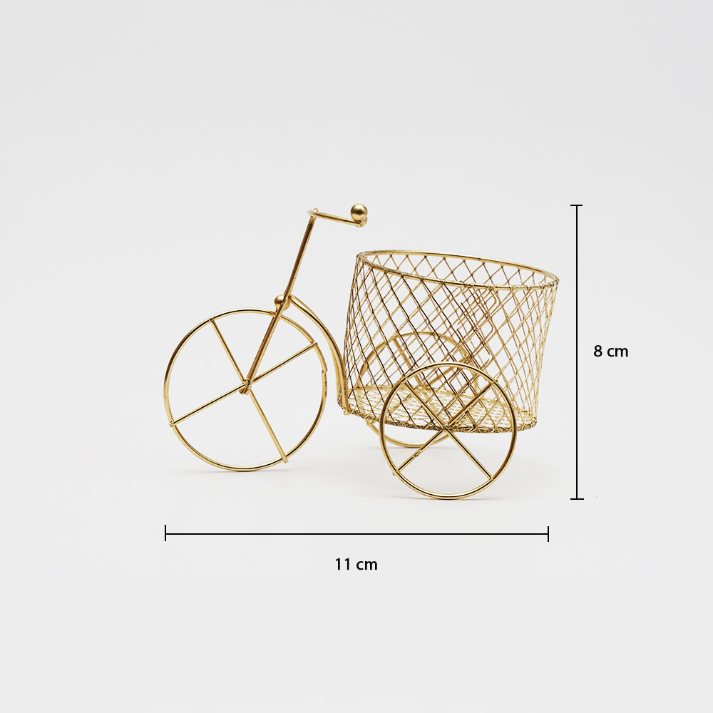 Mini Metal Wire Tricycle Round Gold L11 X W8Cm 1 Pc
