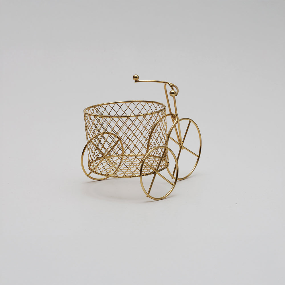 Mini Metal Wire Tricycle Round Gold L11 X W8Cm 1 Pc