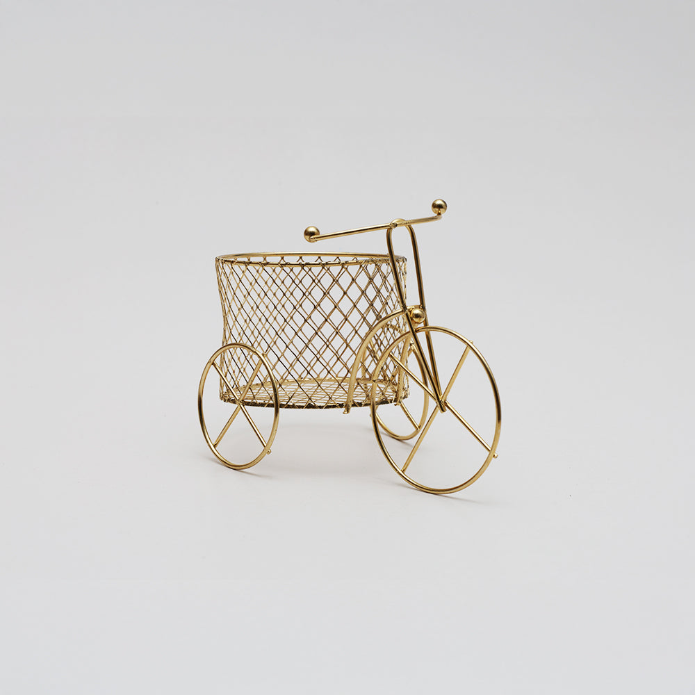 Mini Metal Wire Tricycle Round Gold L11 X W8Cm 1 Pc
