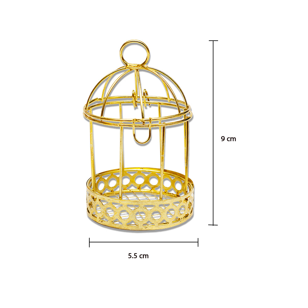 Mini Metal Wire Bird Cage Gold L5.5 X W9Cm 1 Pc