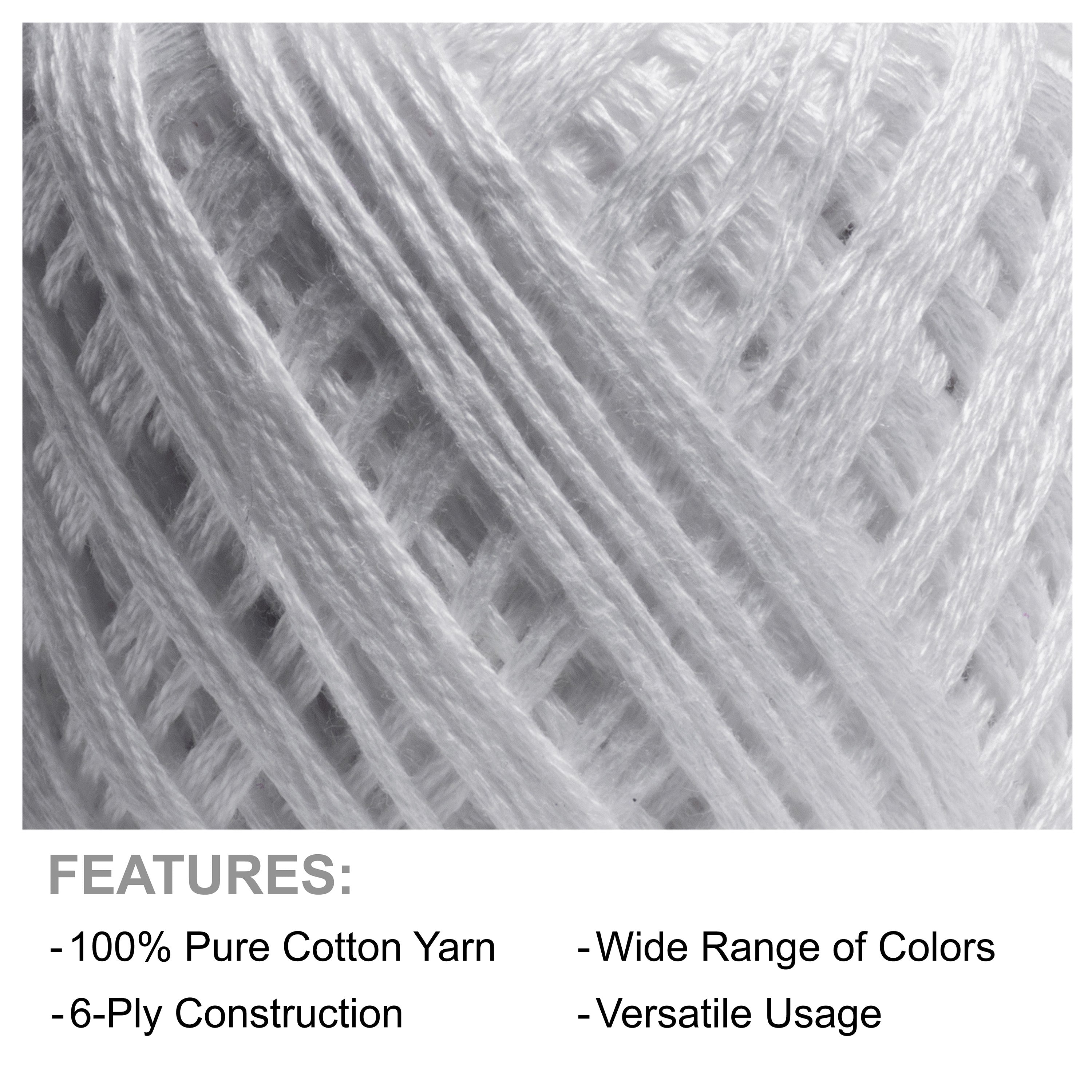 Crochet & Embroidery Thread - Cotton, 6 Ply, White, Approx. 32mt, 10g Ball
