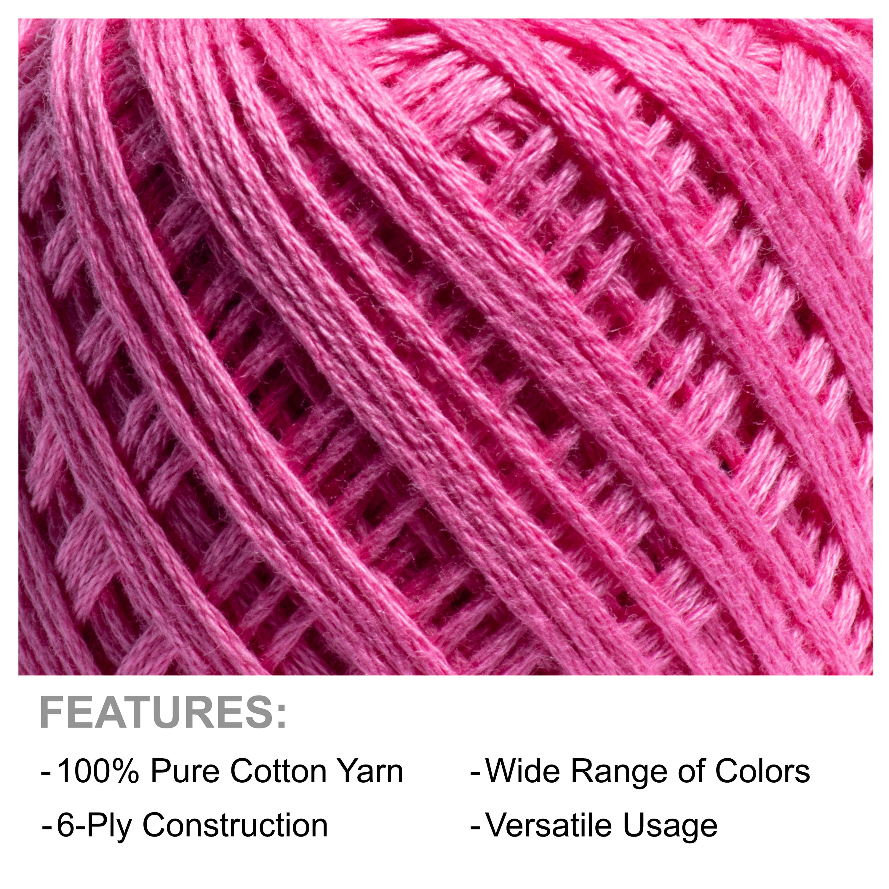 Crochet & Embroidery Thread - Cotton, 6 Ply, Medium Pink, Approx. 32mt Ball