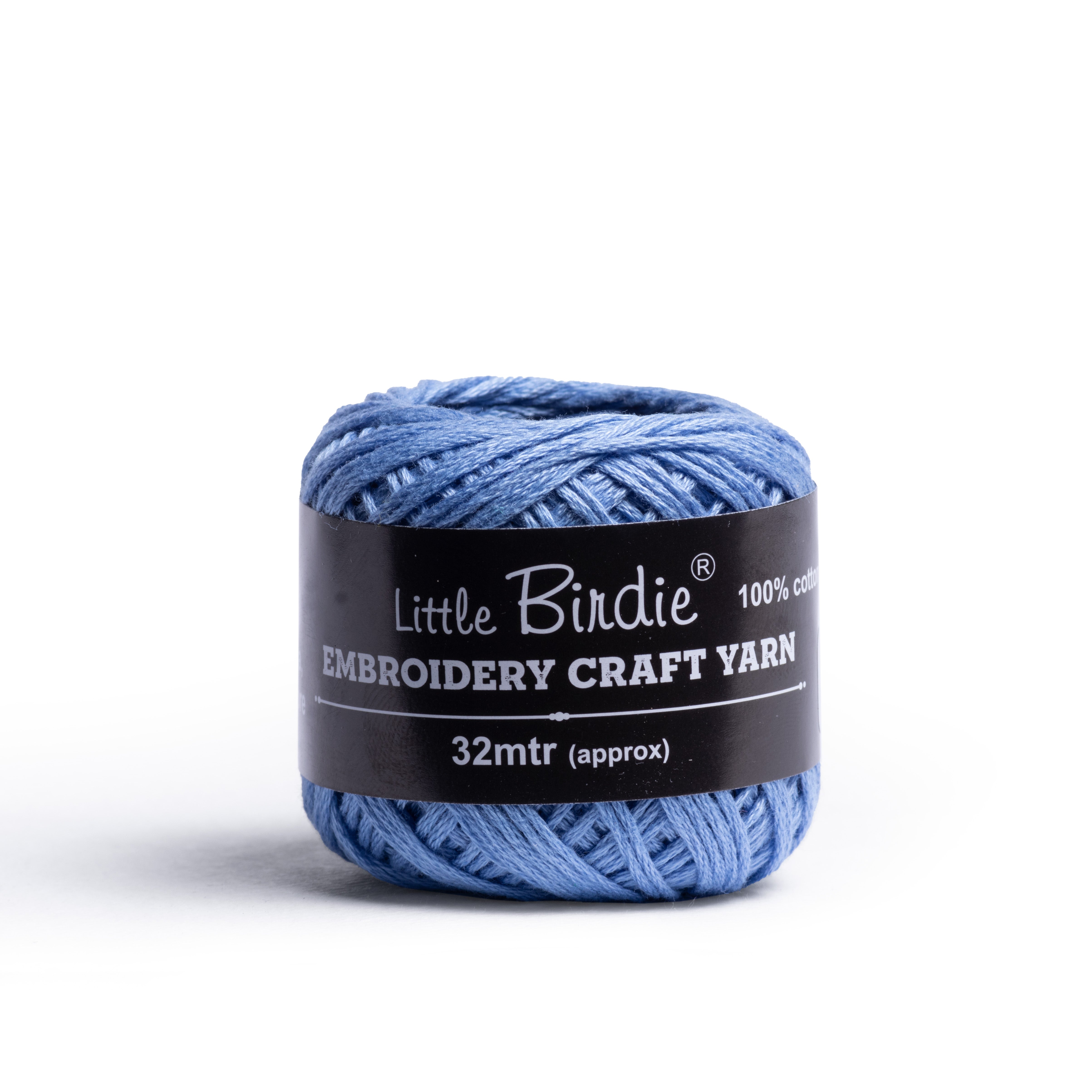 Crochet & Embroidery Thread - Cotton, 6 Ply, Light Denim, Approx. 32mt Ball
