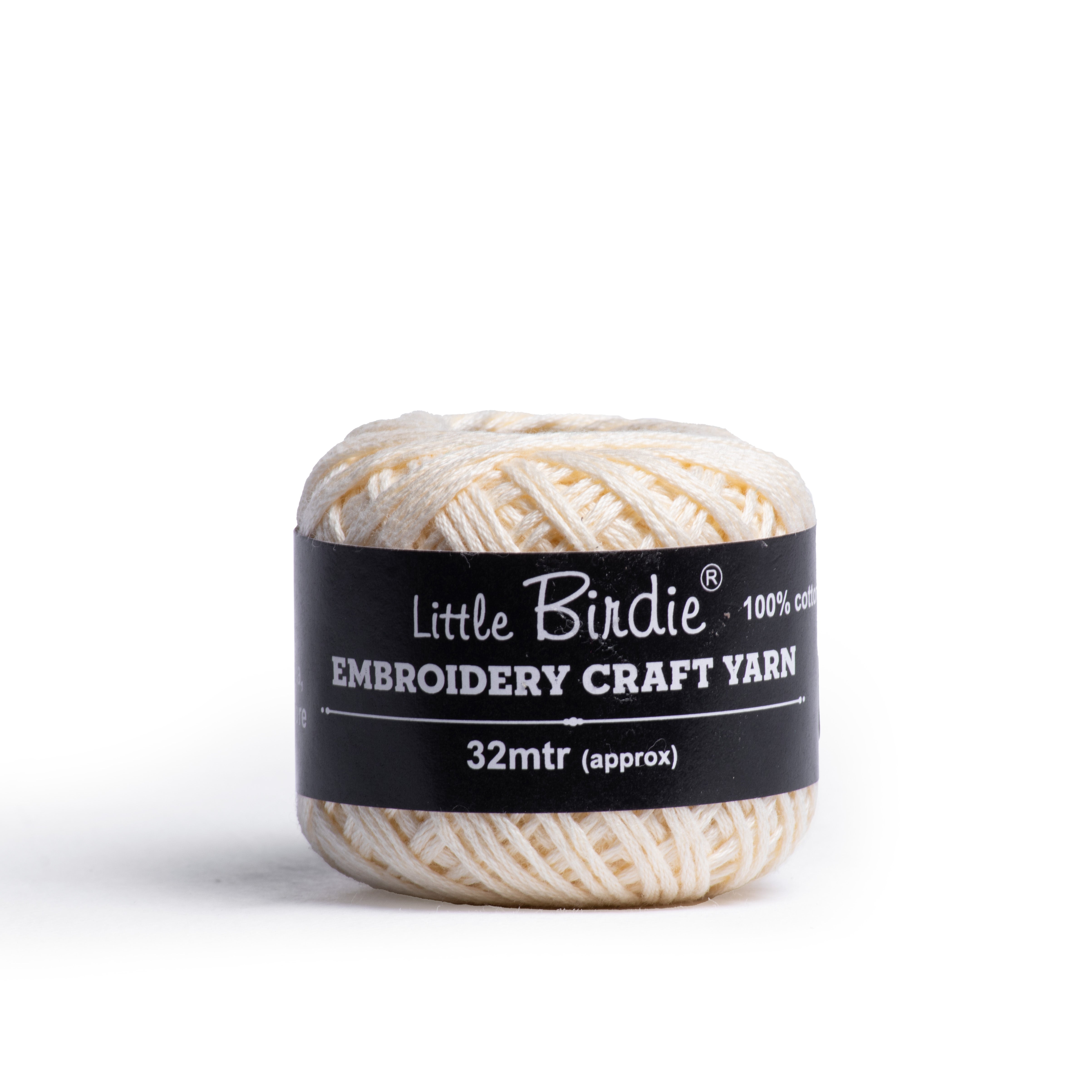 Crochet & Embroidery Thread - Cotton, 6 Ply, Cream, Approx. 32mt Ball