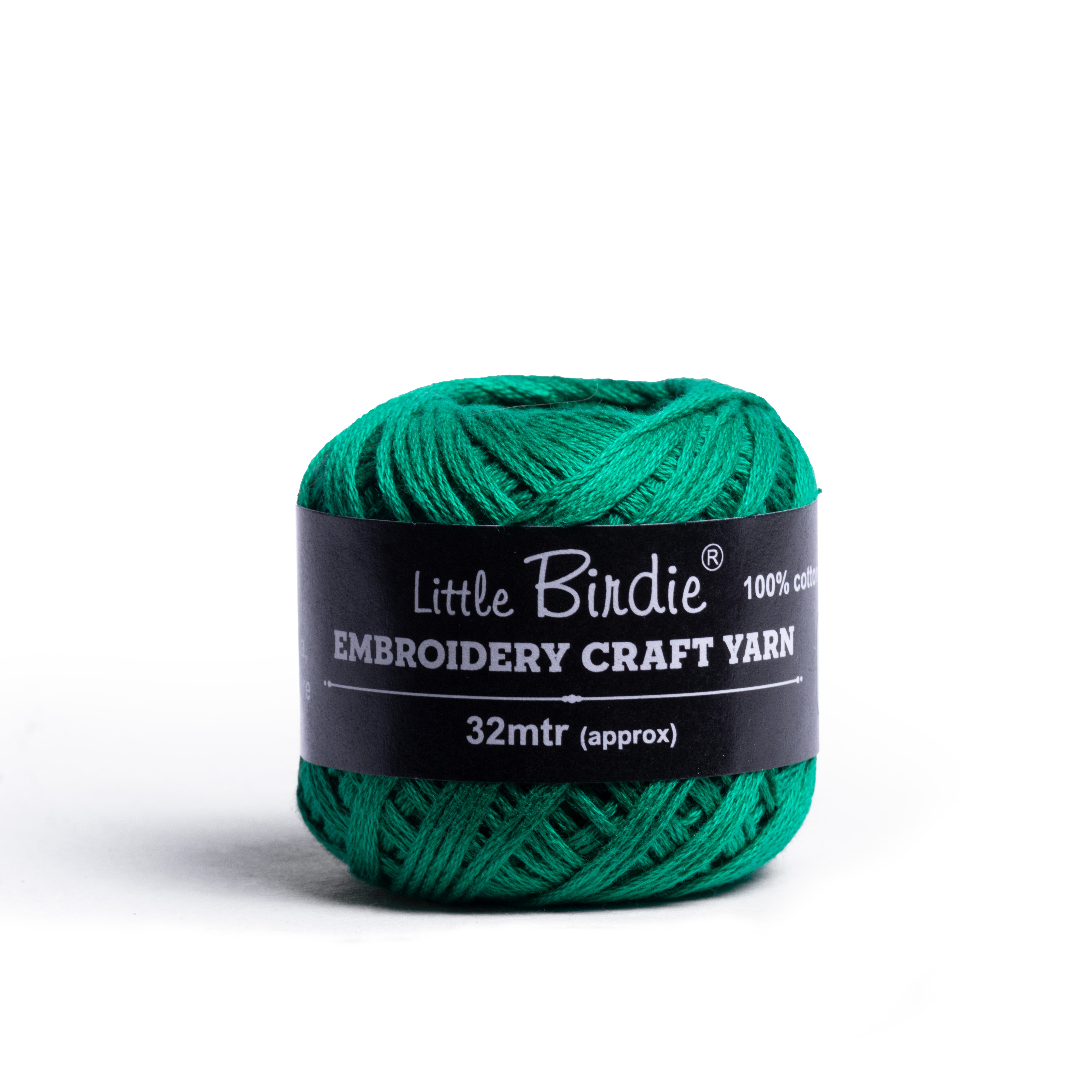 Crochet & Embroidery Thread - Cotton, 6 Ply, Emerald Green, Approx. 32mt Ball