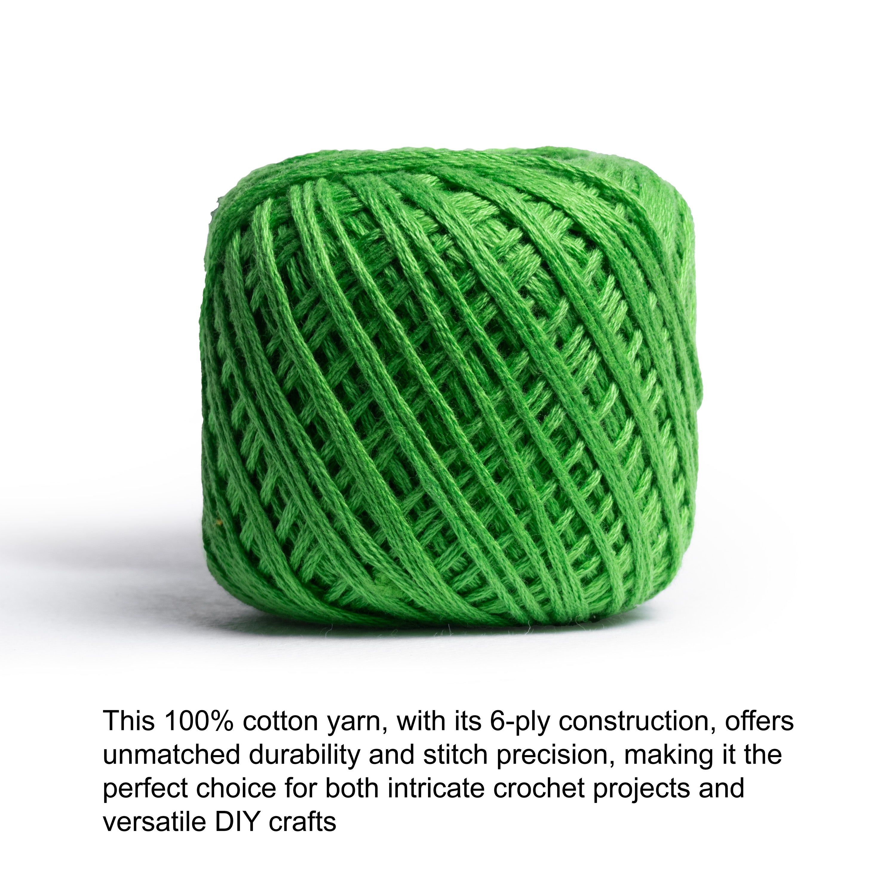 Crochet & Embroidery Thread - Cotton, 6 Ply, Spring Green, Approx. 32m Ball