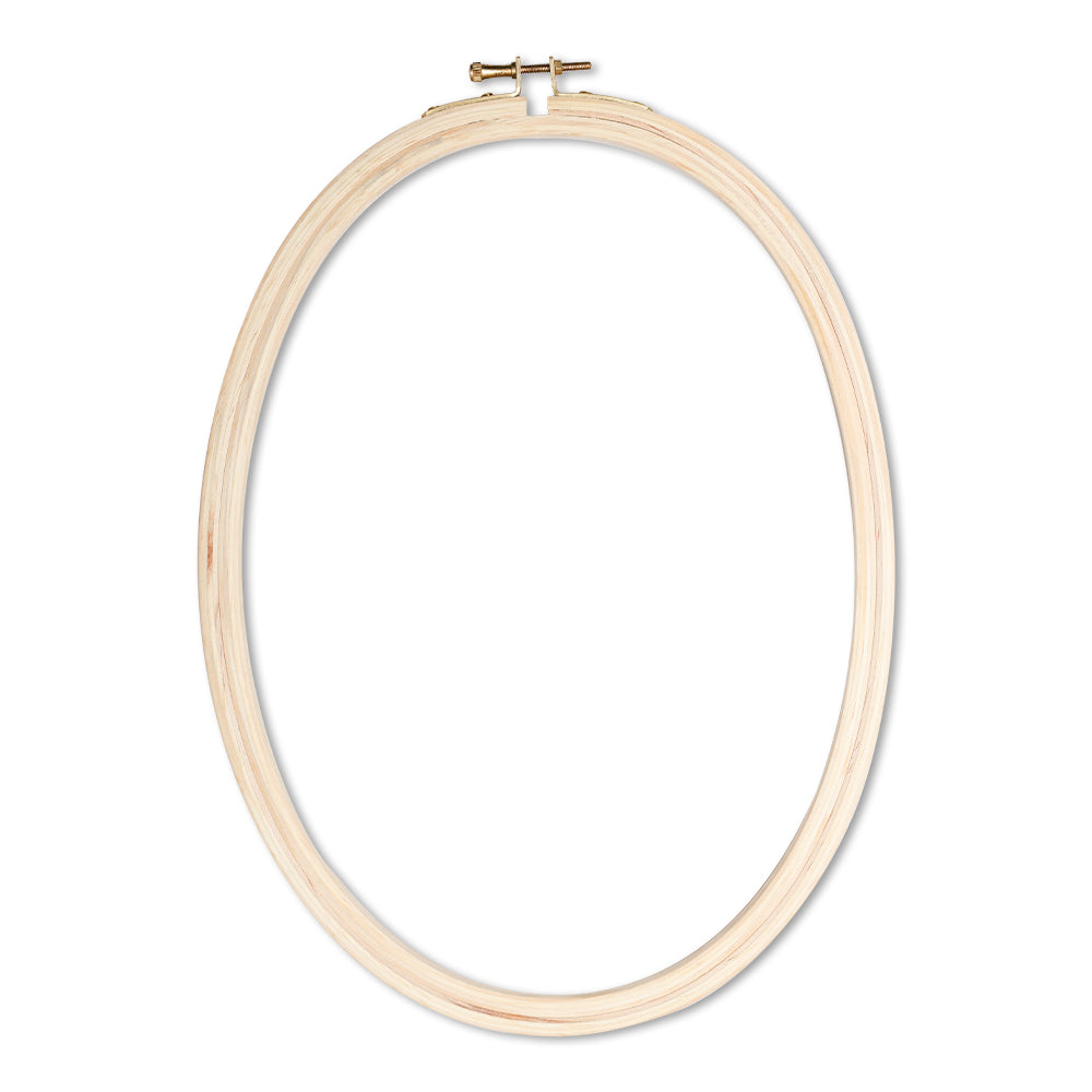 Pine Wooden Embroidery Hoop Oval With Brass Screw 8Inch #35425 1 Pc