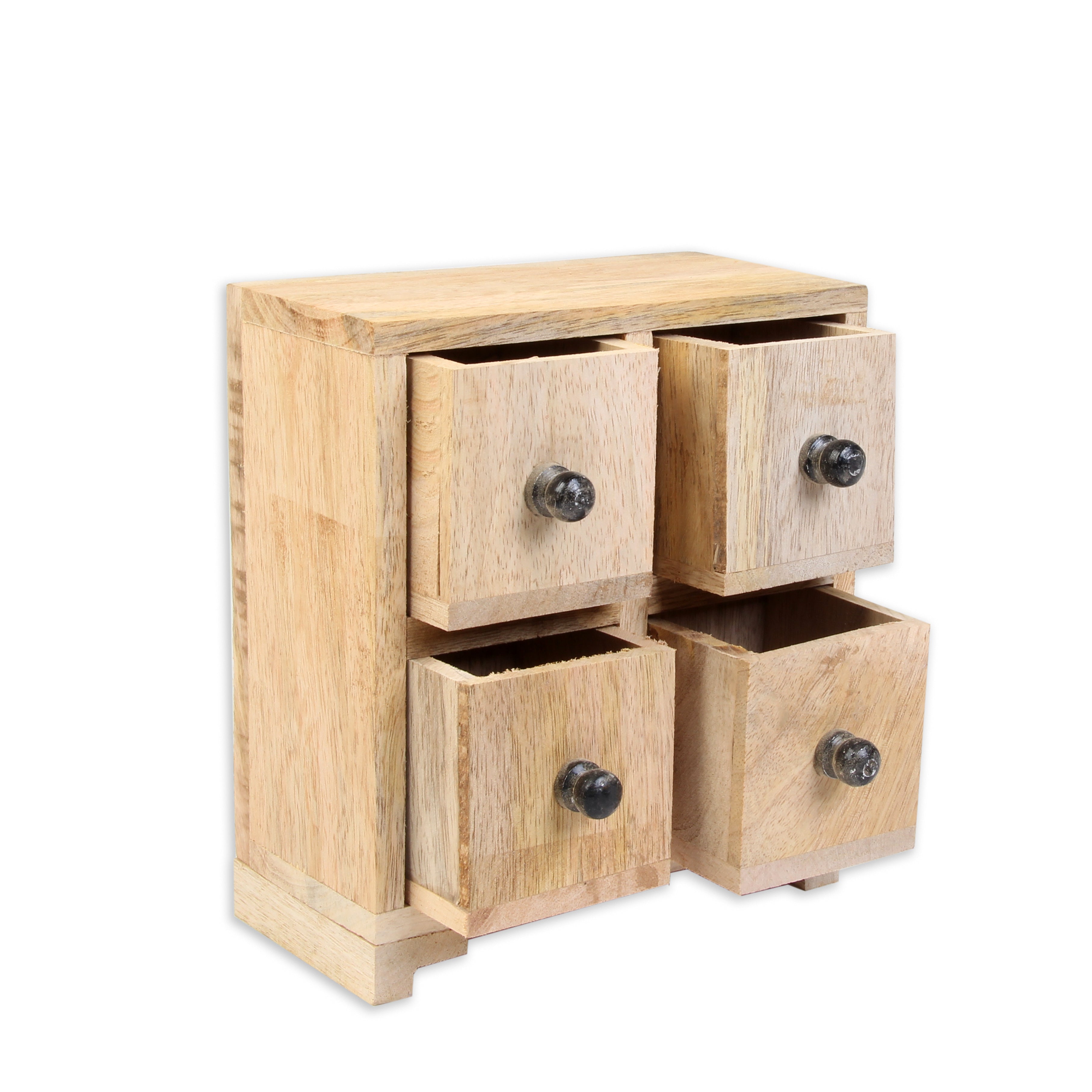 Wooden Chest of Drawers (4 Compartments) 6.5 X 3 X 6inch 1pc