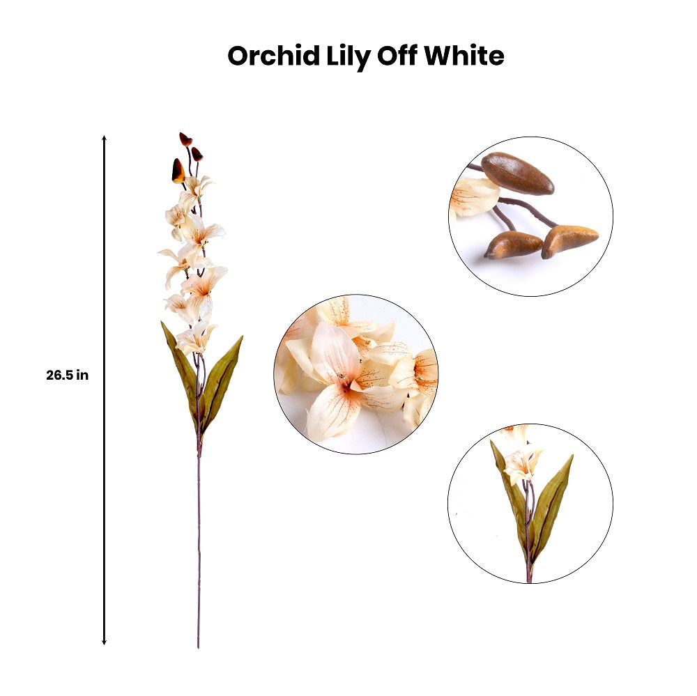Artificial Flower Orchid Lily Off White 26.5Inch