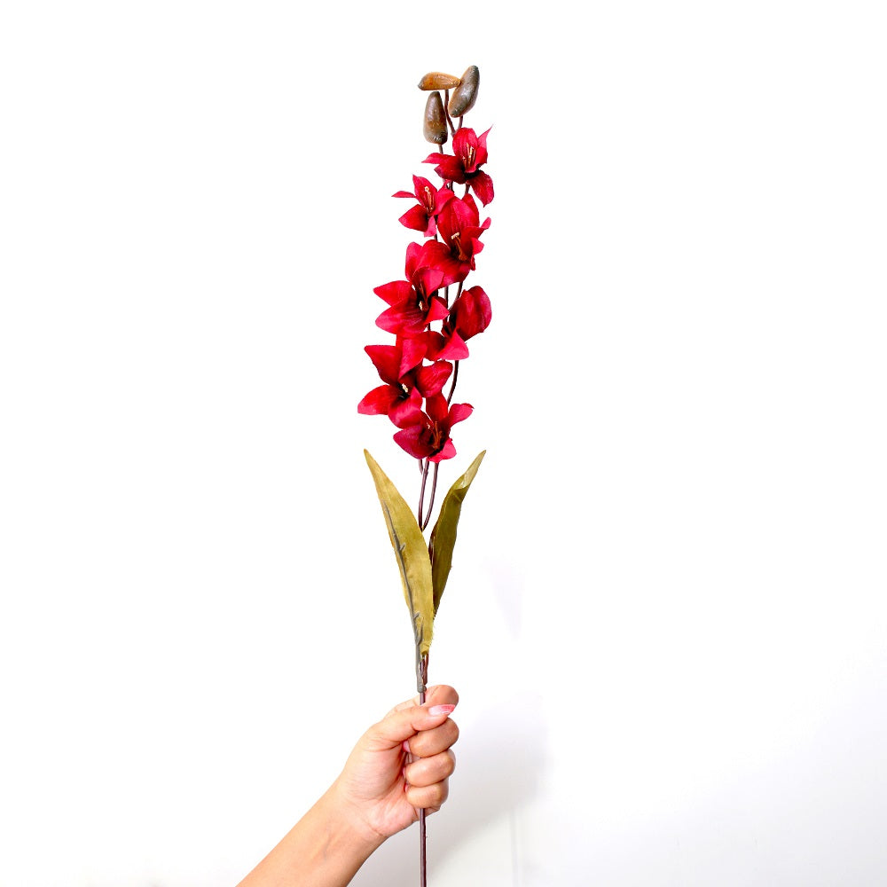 Artificial Flower Orchid Lily Scarlet 26.5Inch