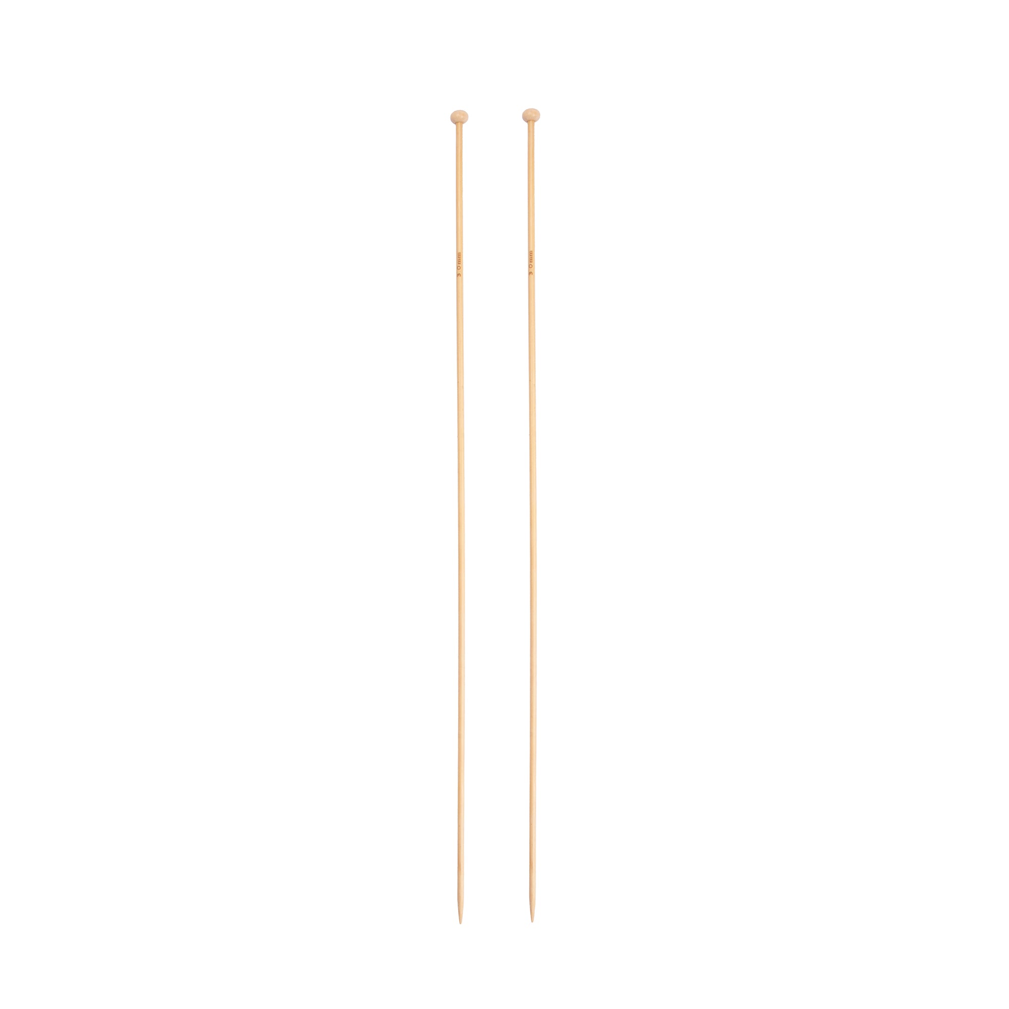 Bamboo Knitting Needles Natural 3mm X 35cm 2pc