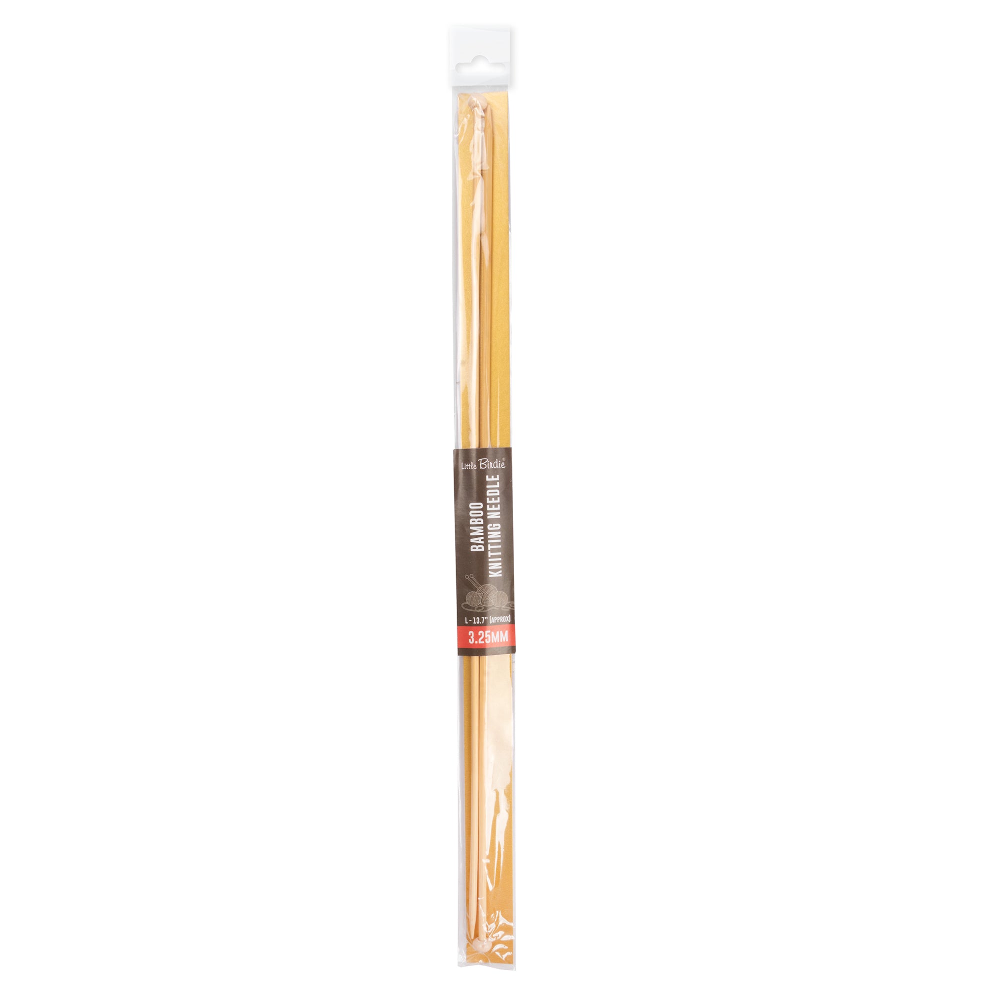 Bamboo Knitting Needles Natural 3.25mm X 35cm 2pc