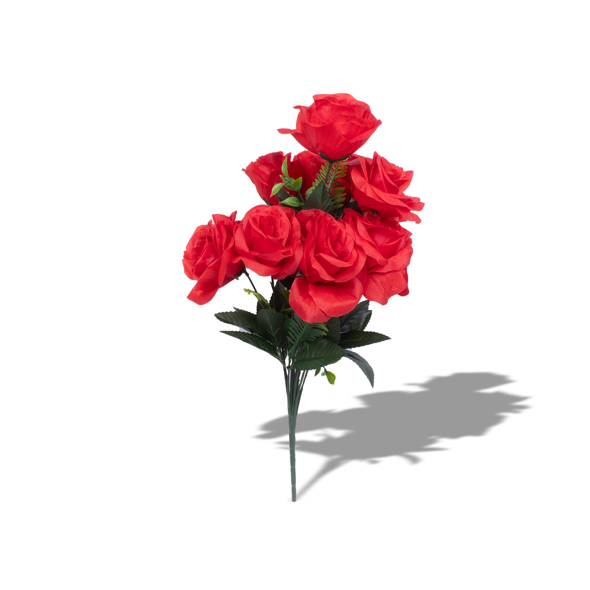 Artificial Flower Rose Bunch Red 17inch 1Sprig