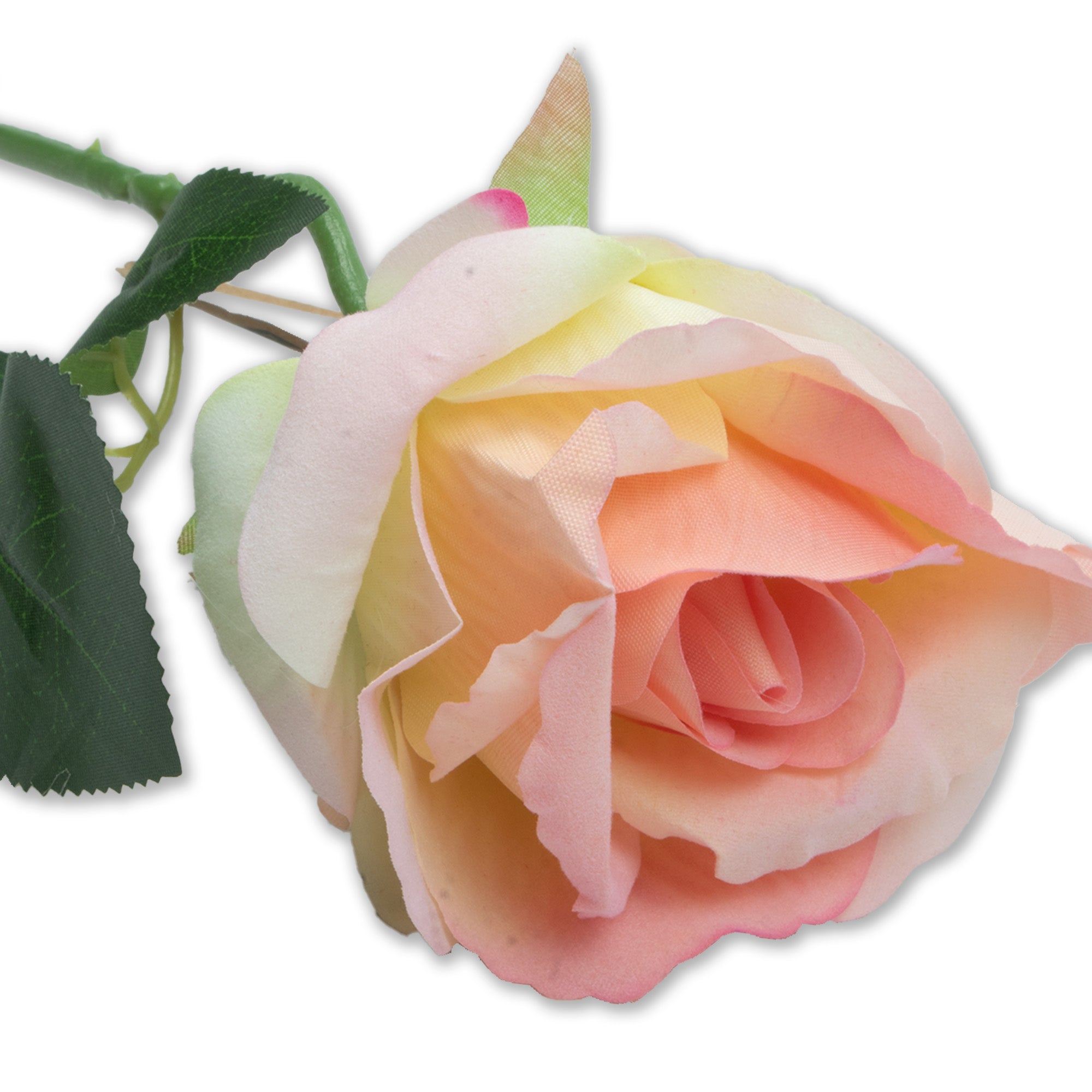 Artificial Flower Rose Pink and Yellow 20inch 1Stem