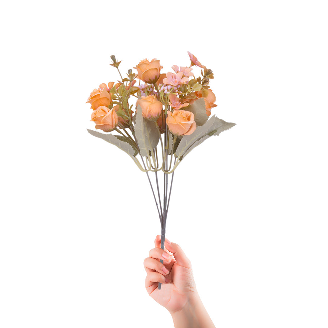 Artificial Flower Ashley Rose Light Orange 11inch 1Sprig