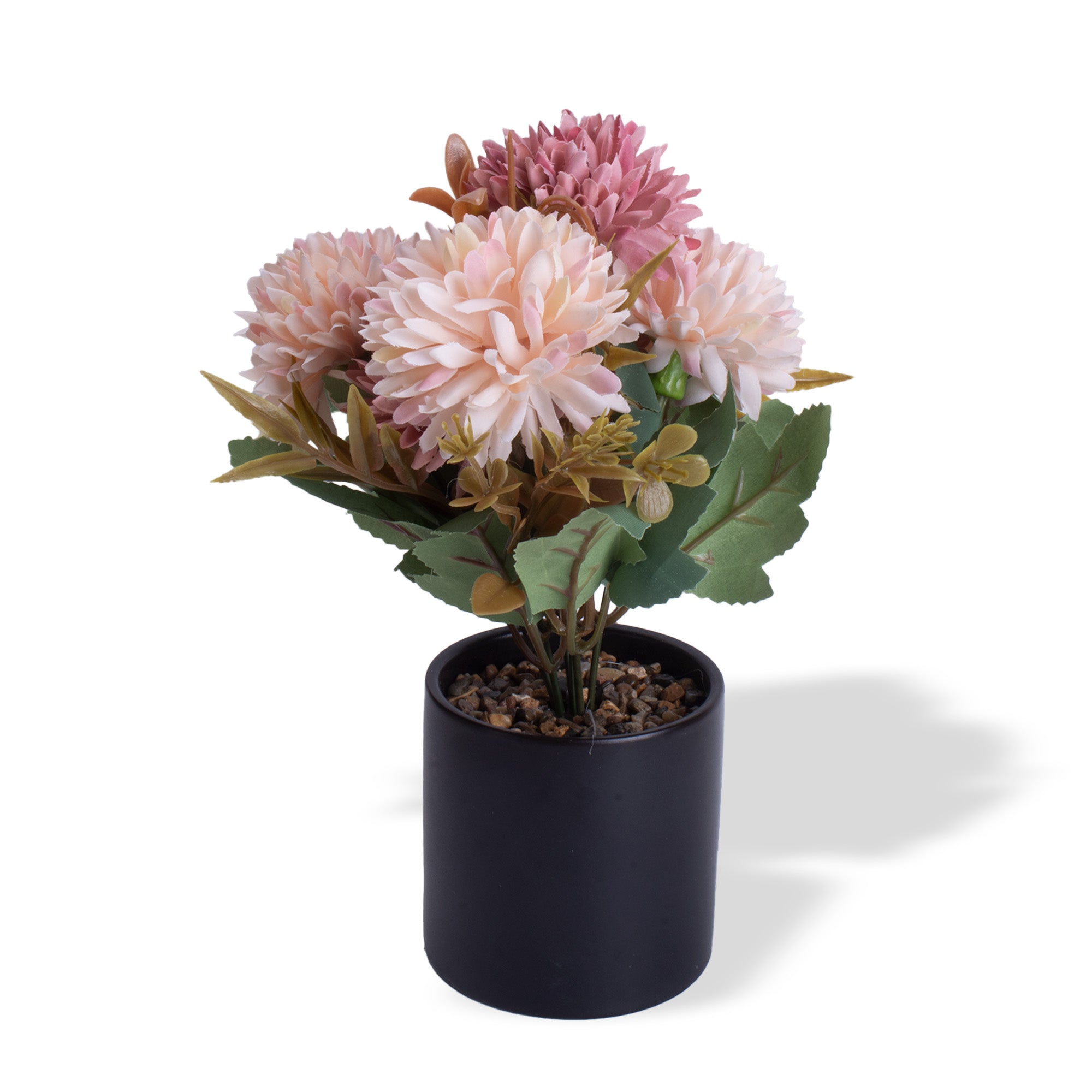 Artificial Flower in Pot Chrysanthemums Lemon Cream 9X5.5inch 1pc
