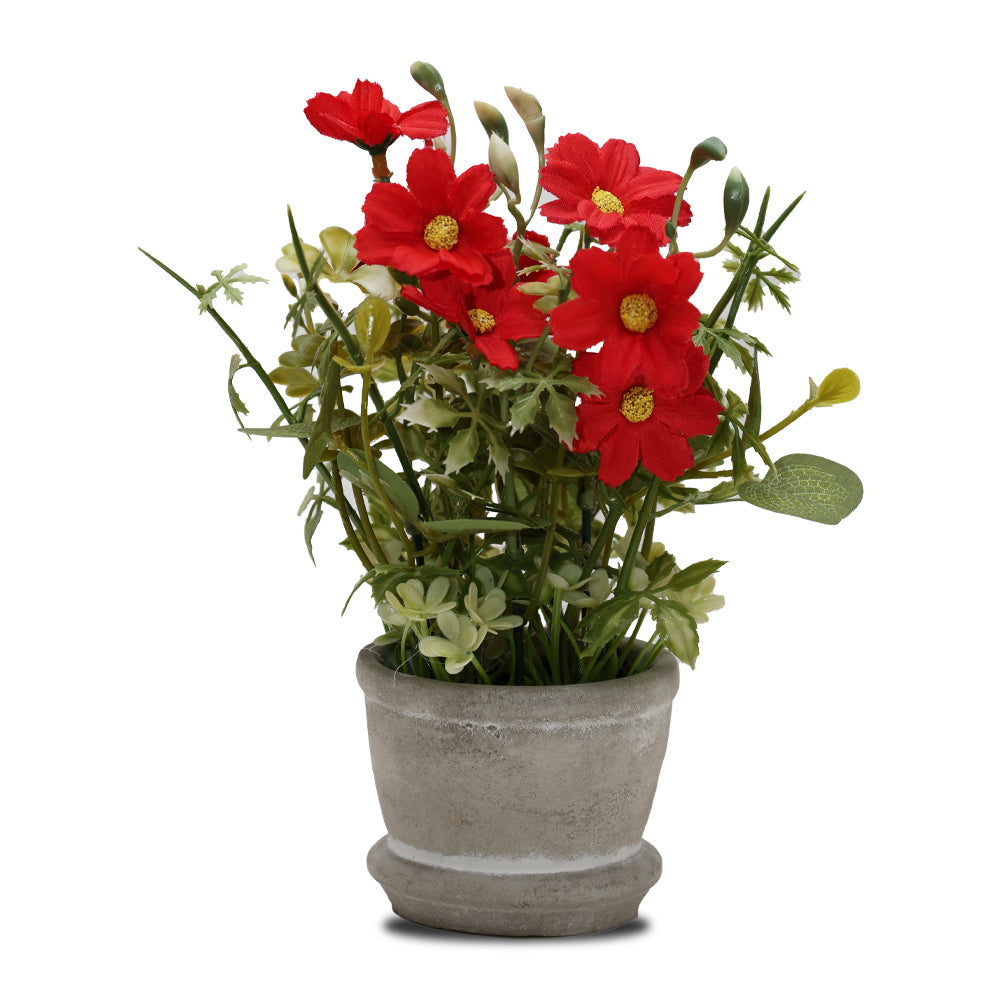 Artificial Flower in Ceramic Pot Red Daisy 8X5inch 1pc