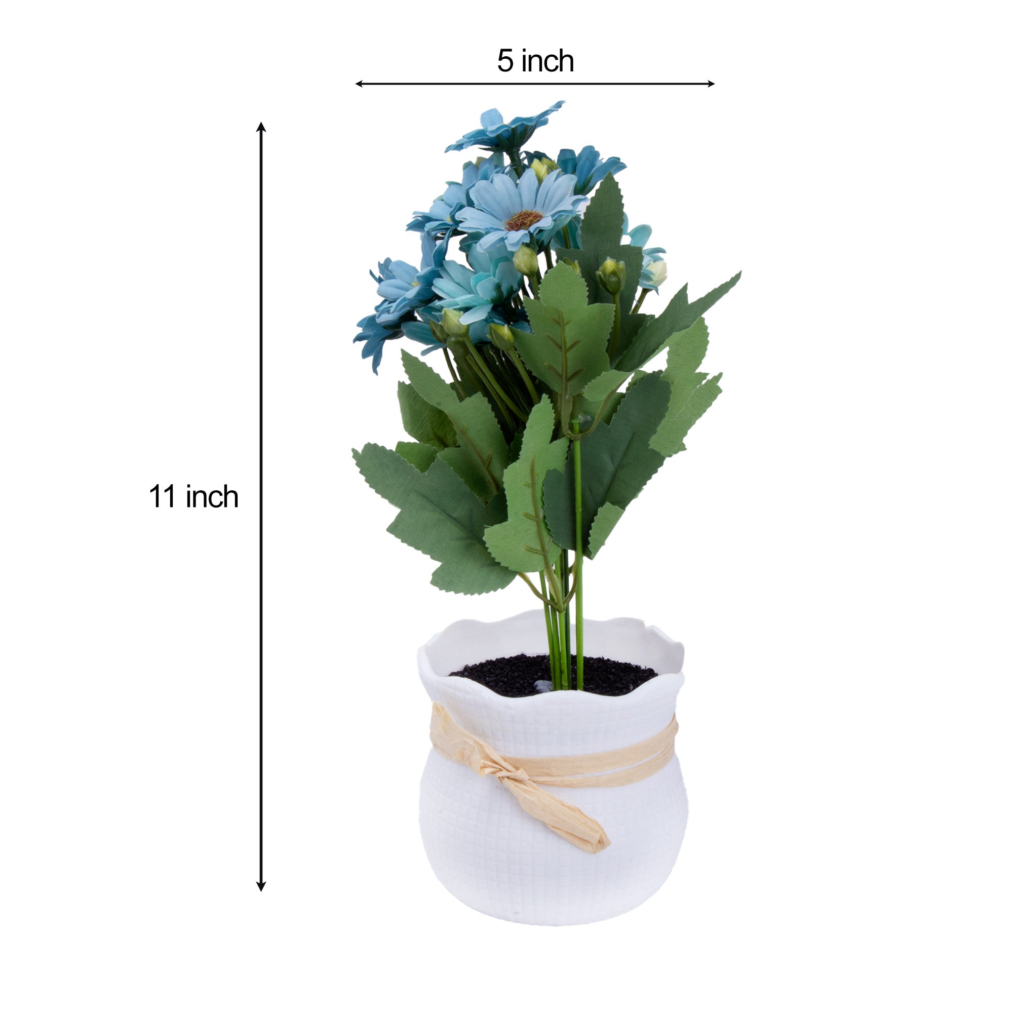 Artificial Flower in Pot African Daisy Light Blue 11X6inch 1pc