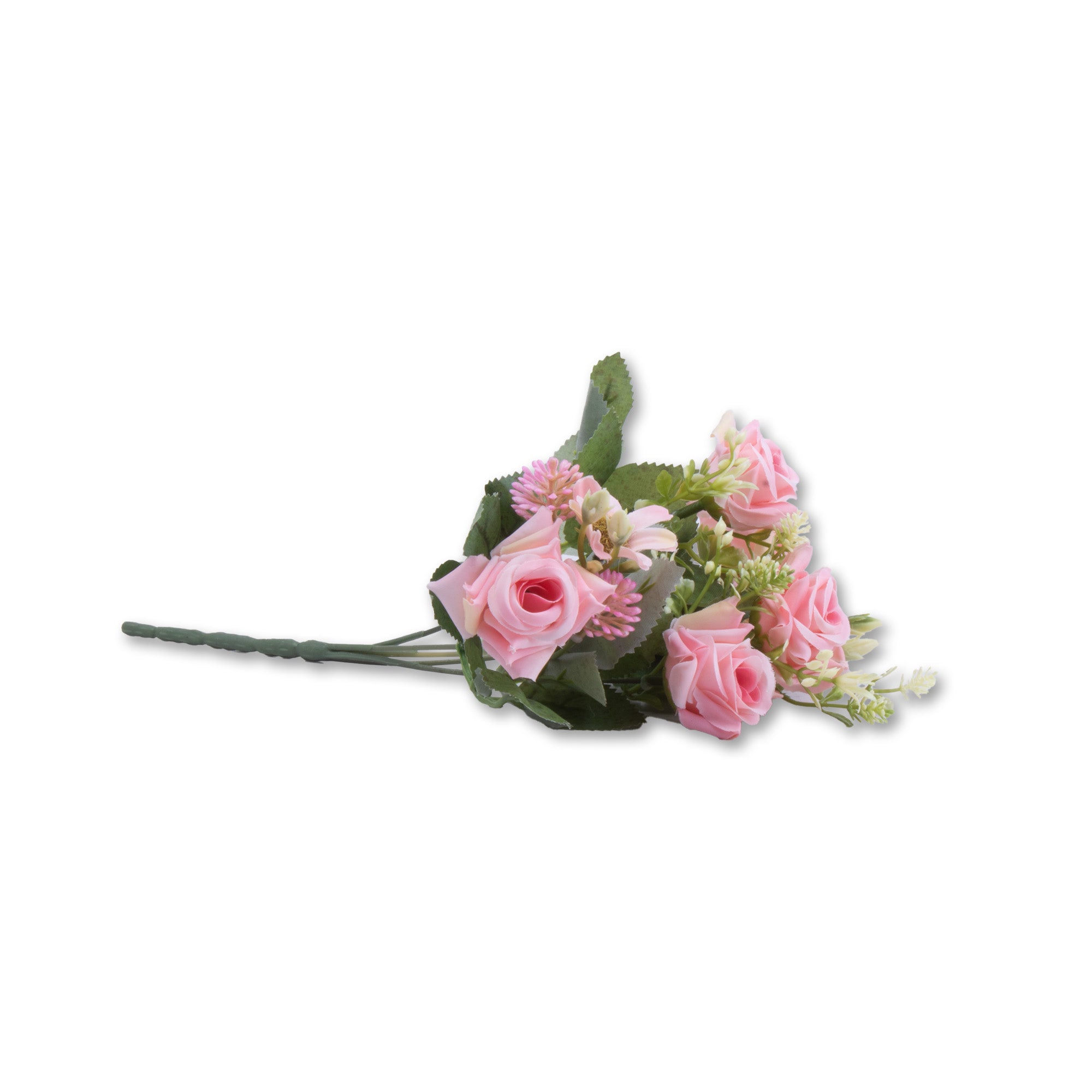 Artificial Flower Rose With Assorted Flowers Pink 12inch 1 Bunch