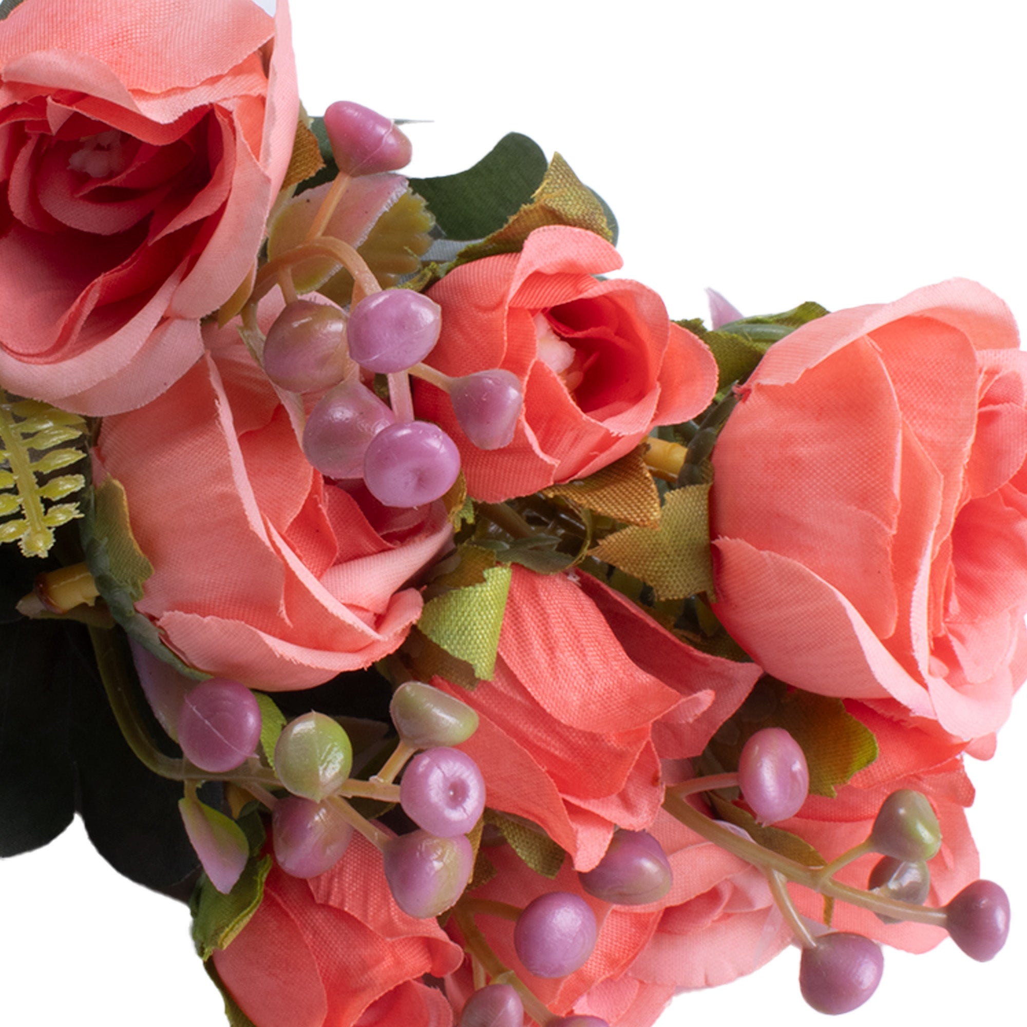 Artificial Flower Floribunda Rose Peach 12inch 1 Bunch