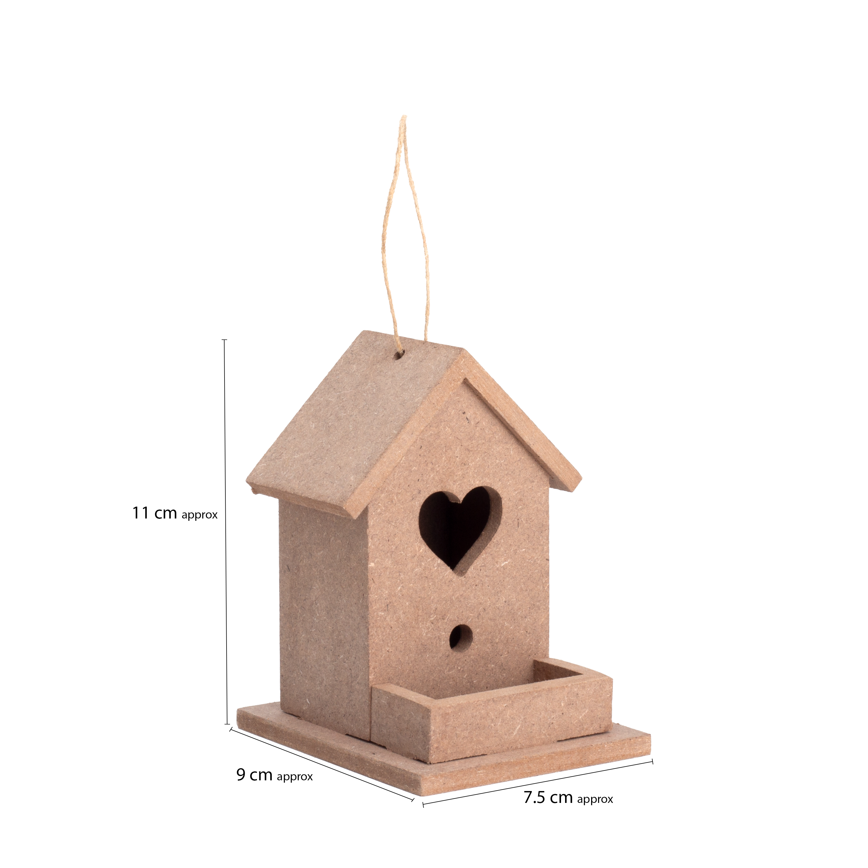 MDF Hanging Birdhouse L11 X W7.5 X D9 CM 5.5mm Thick