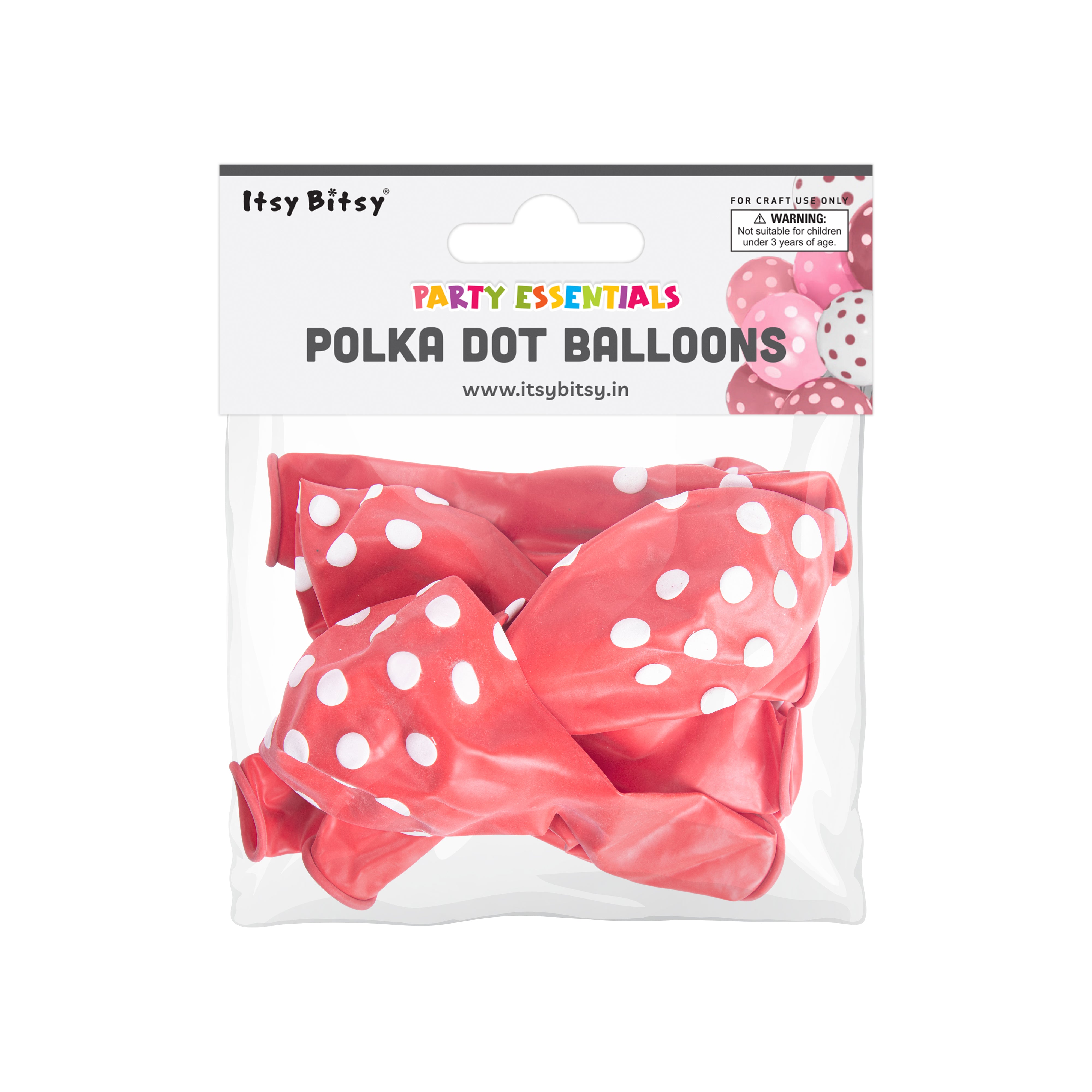 Pola Dot Balloons 14 when inflated Red 6pcs