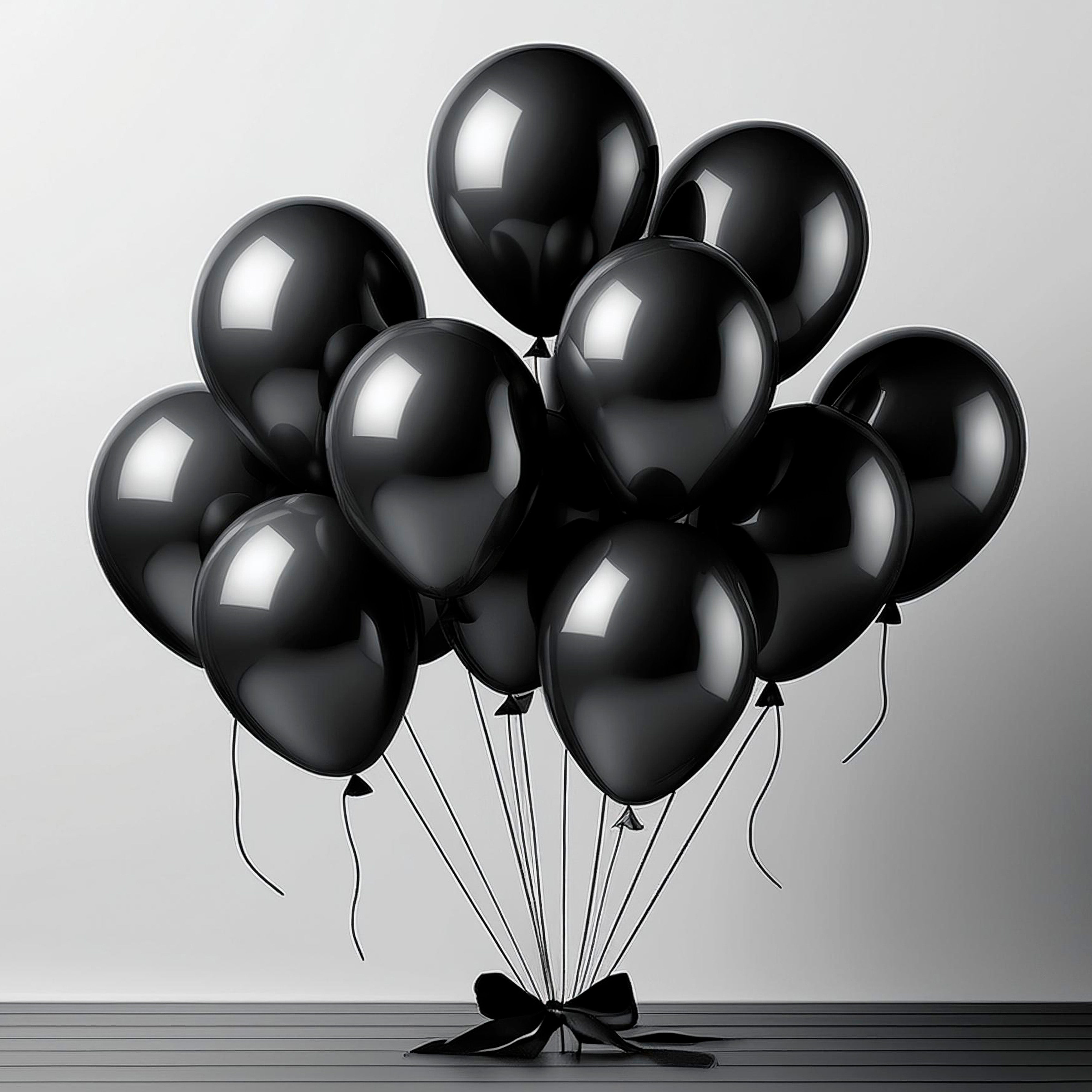 Metallic Balloons - Black (12'' inflated, Pack of 6)