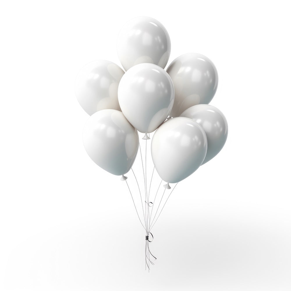 Metallic Balloons - White (12'' inflated, Pack of 6)